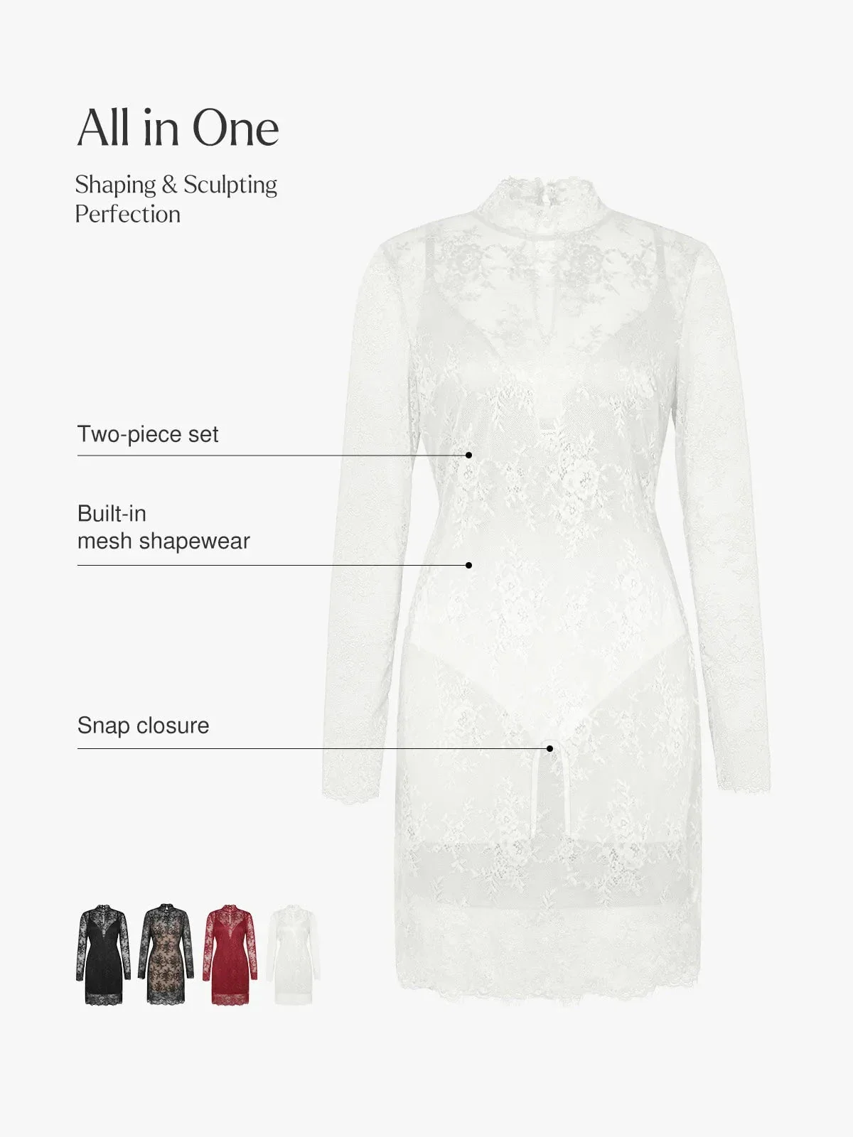 Shapewear 2-in-1 Lace Overlay Sculpting Dress - Image 4