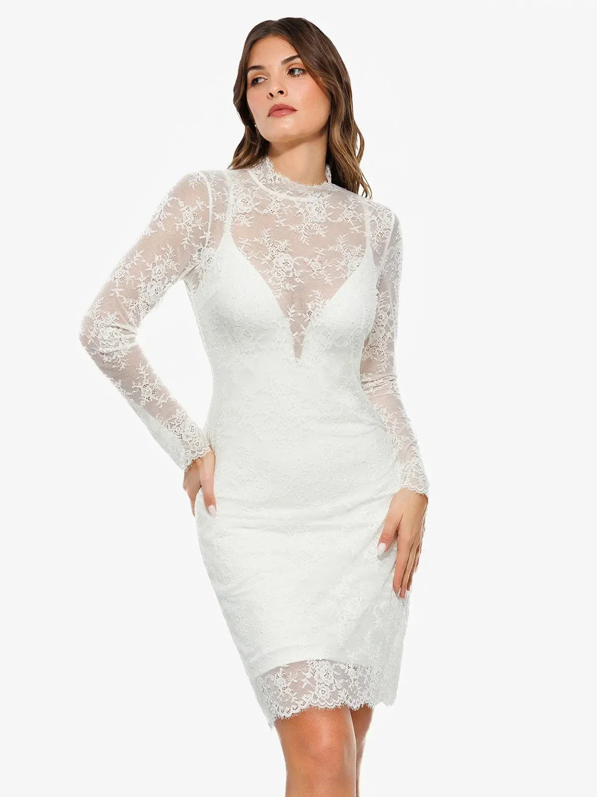 Shapewear 2-in-1 Lace Overlay Sculpting Dress - Image 6