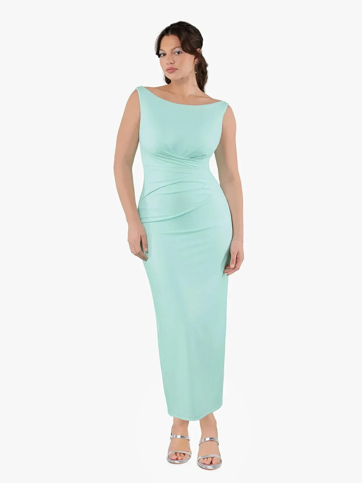 Shapewear Boatneck Draped Sculpting Maxi Dress - Image 17