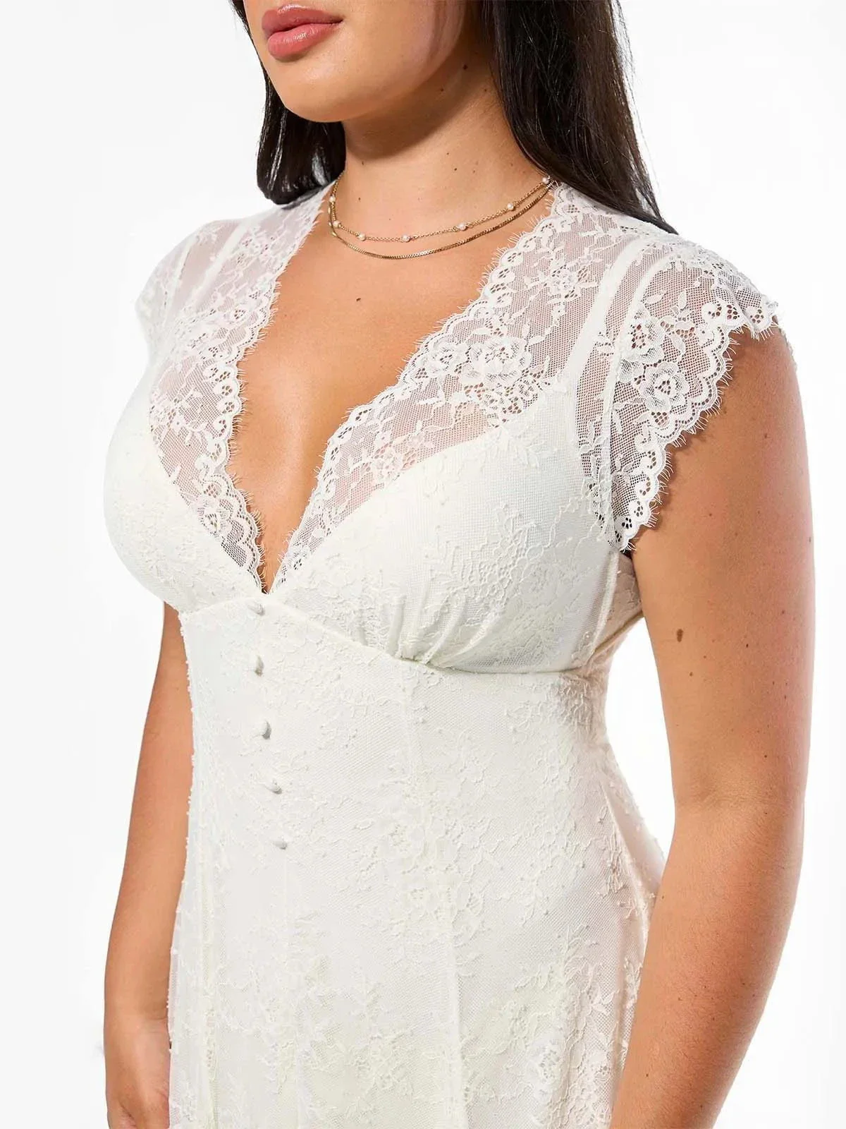 Shapewear Boho Floral Lace Front Slit Maxi Dress - Image 20