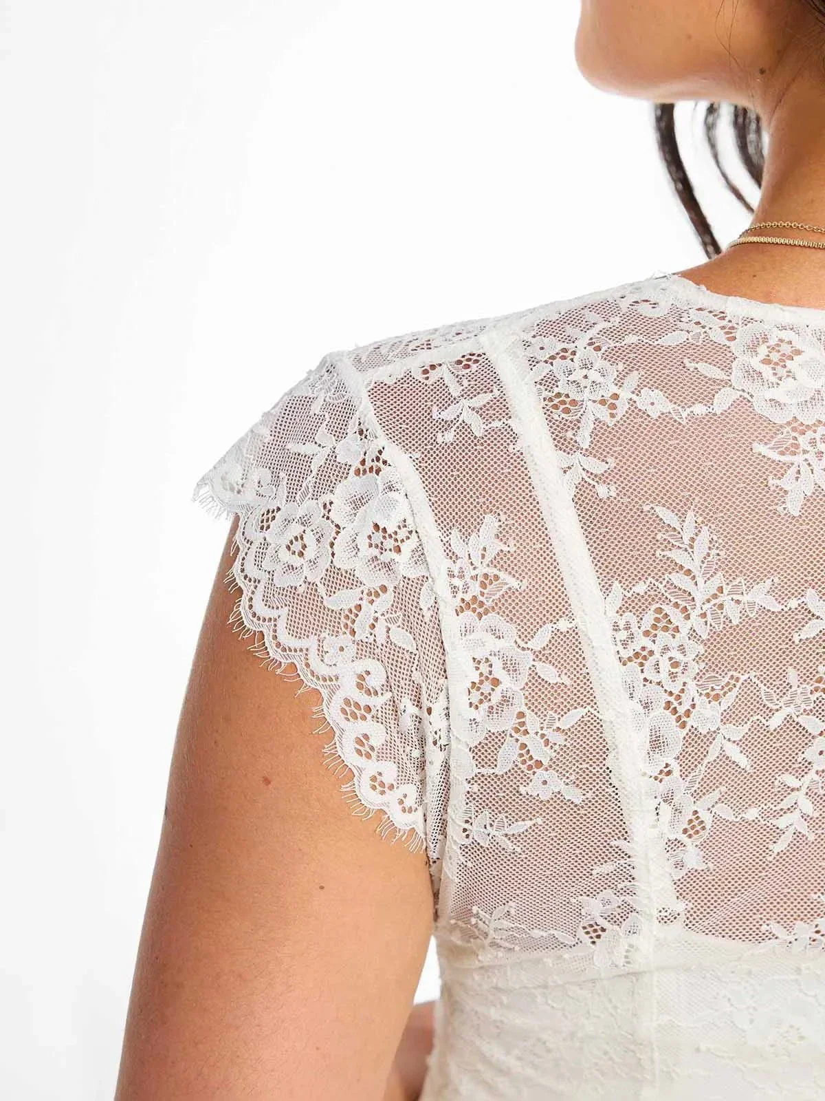 Shapewear Boho Floral Lace Front Slit Maxi Dress - Image 22