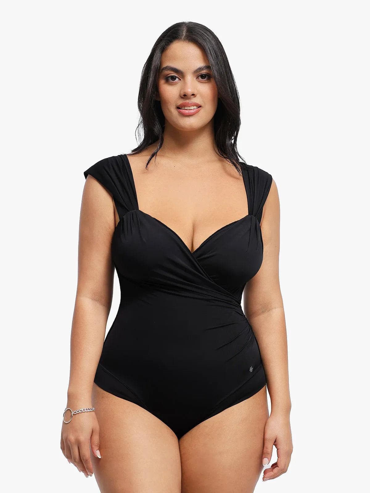 Shapewear Cap Sleeve Bodysuit Lace Fishtail Coverup Skirt Set - Image 19