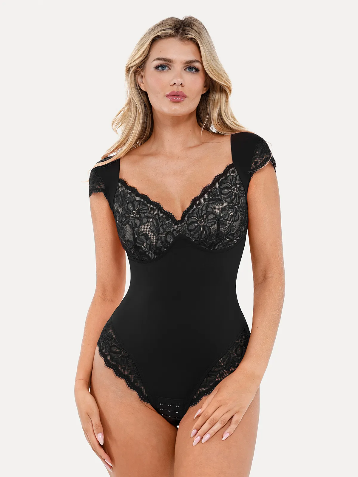 Shapewear Cap Sleeve Slimming Lace Cup Bodysuit - Image 17