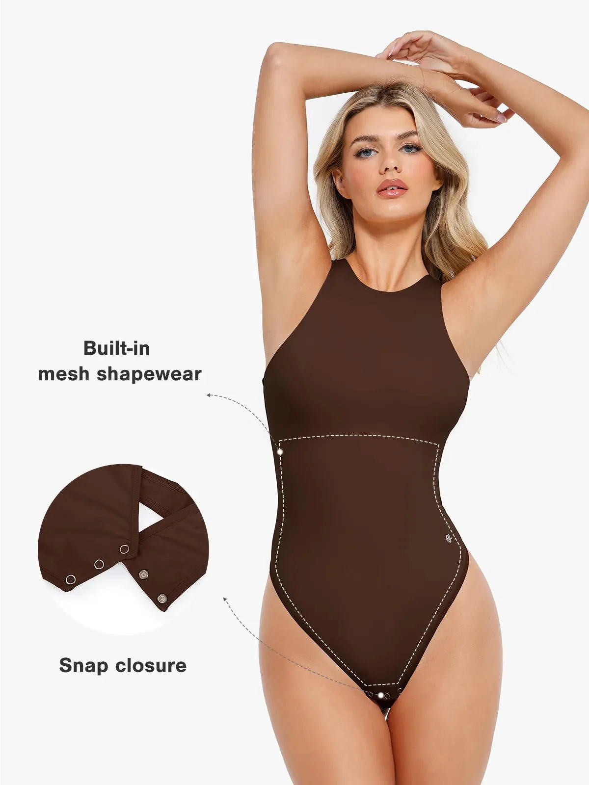 Shapewear Cloudsense Sleeveless Cutaway Round Neck Bodysuit - Image 43