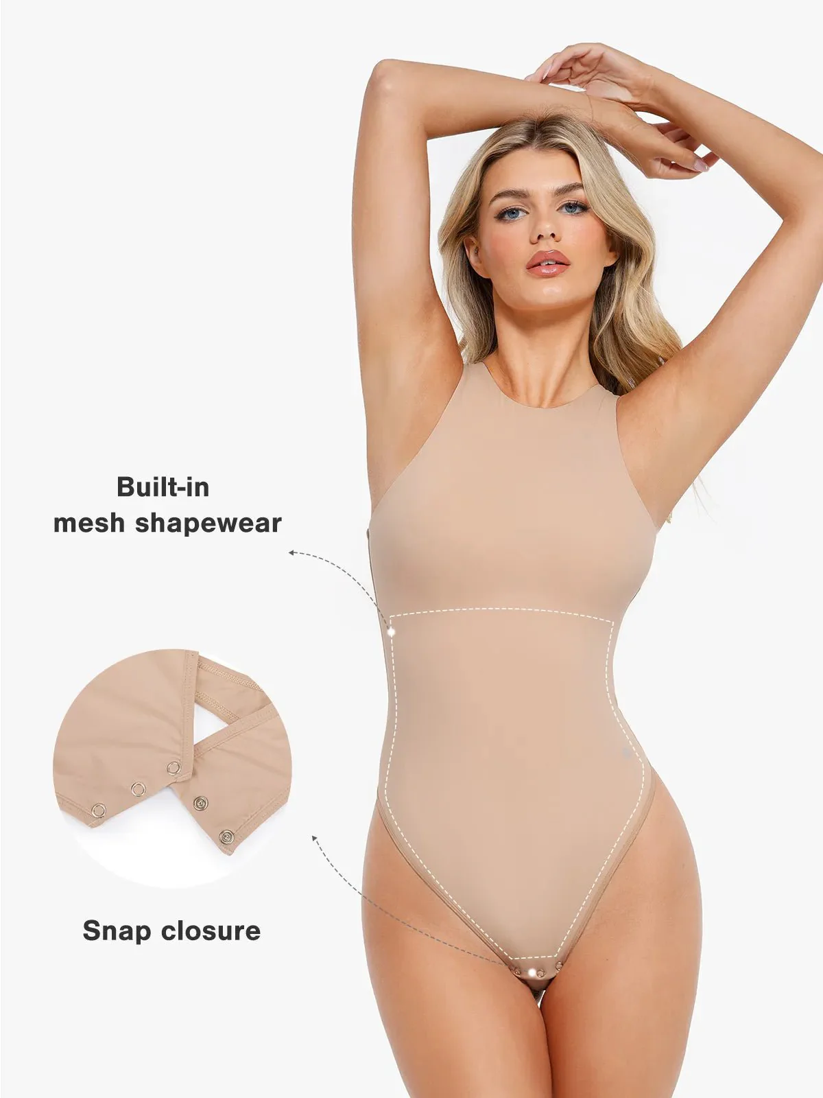 Shapewear Cloudsense Sleeveless Cutaway Round Neck Bodysuit - Image 49