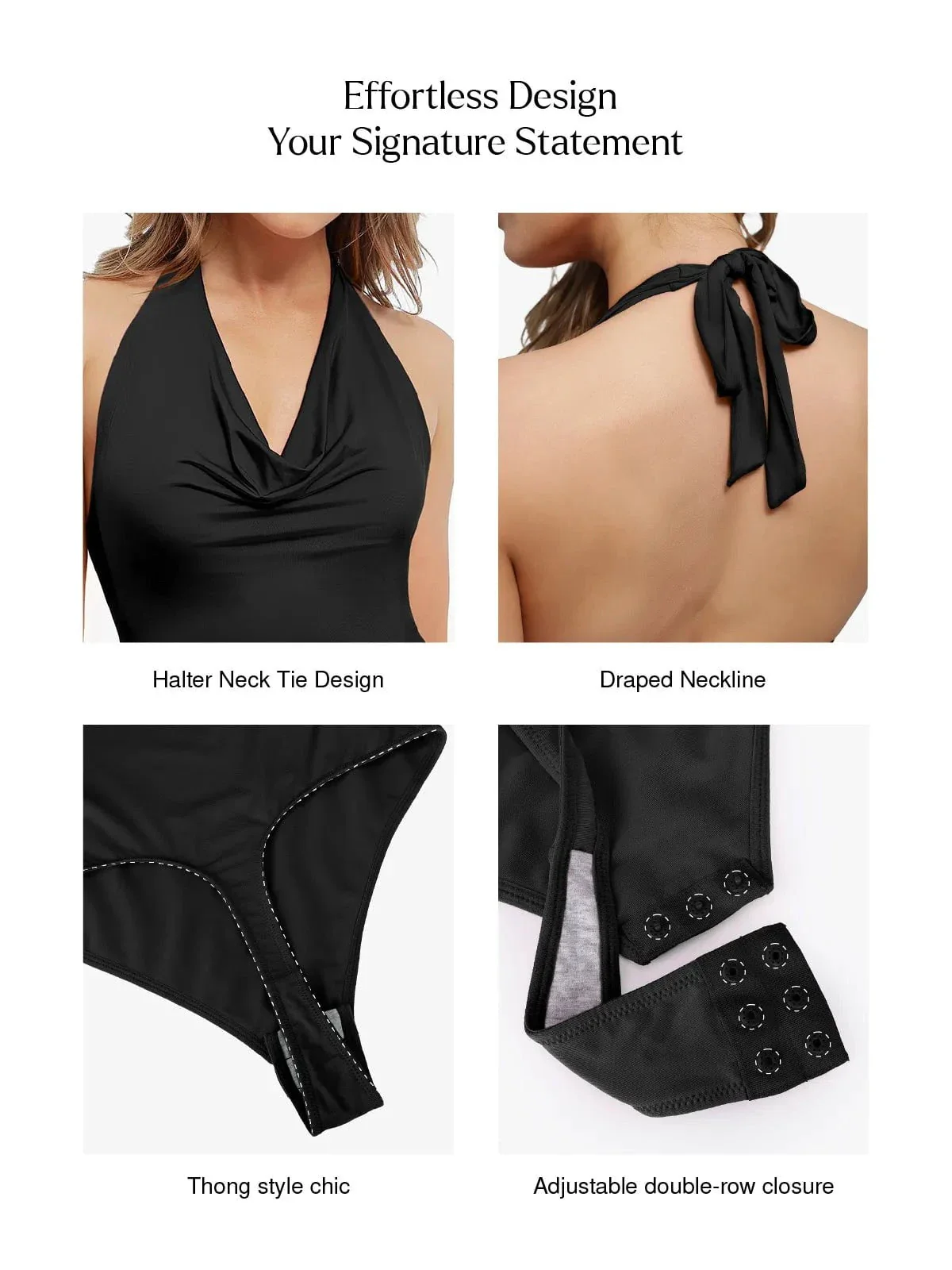 Shapewear Cowl Neck Halter Tummy Control Bodysuit - Image 10