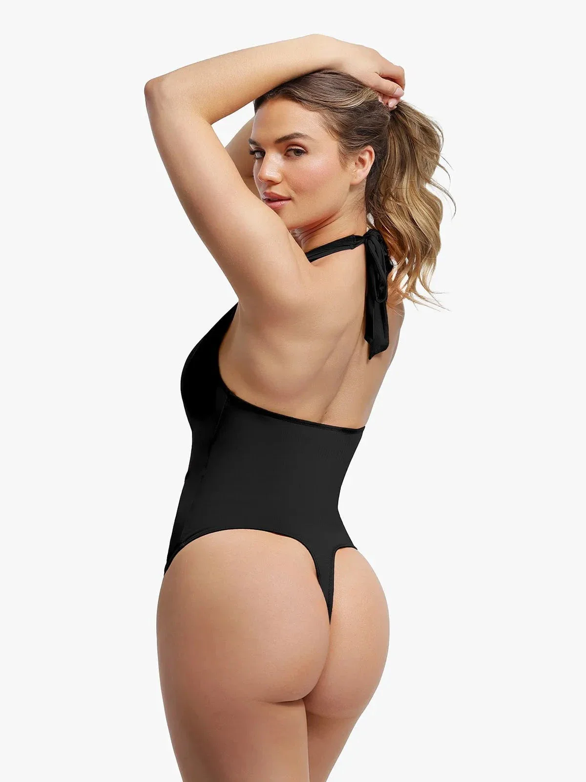Shapewear Cowl Neck Halter Tummy Control Bodysuit - Image 12