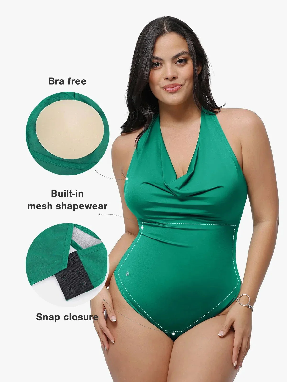 Shapewear Cowl Neck Halter Tummy Control Bodysuit - Image 17