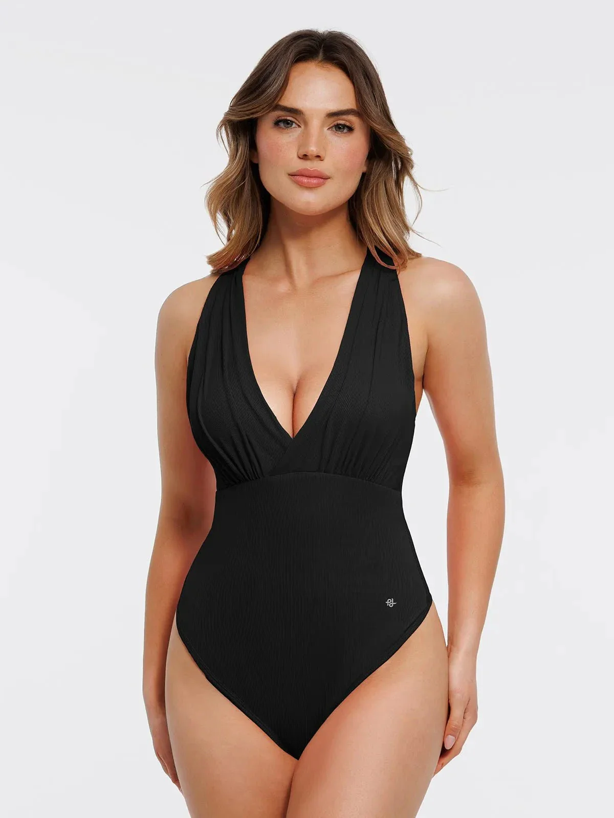 Shapewear Cross-Front Draped Halter Tummy Control Bodysuit - Image 11