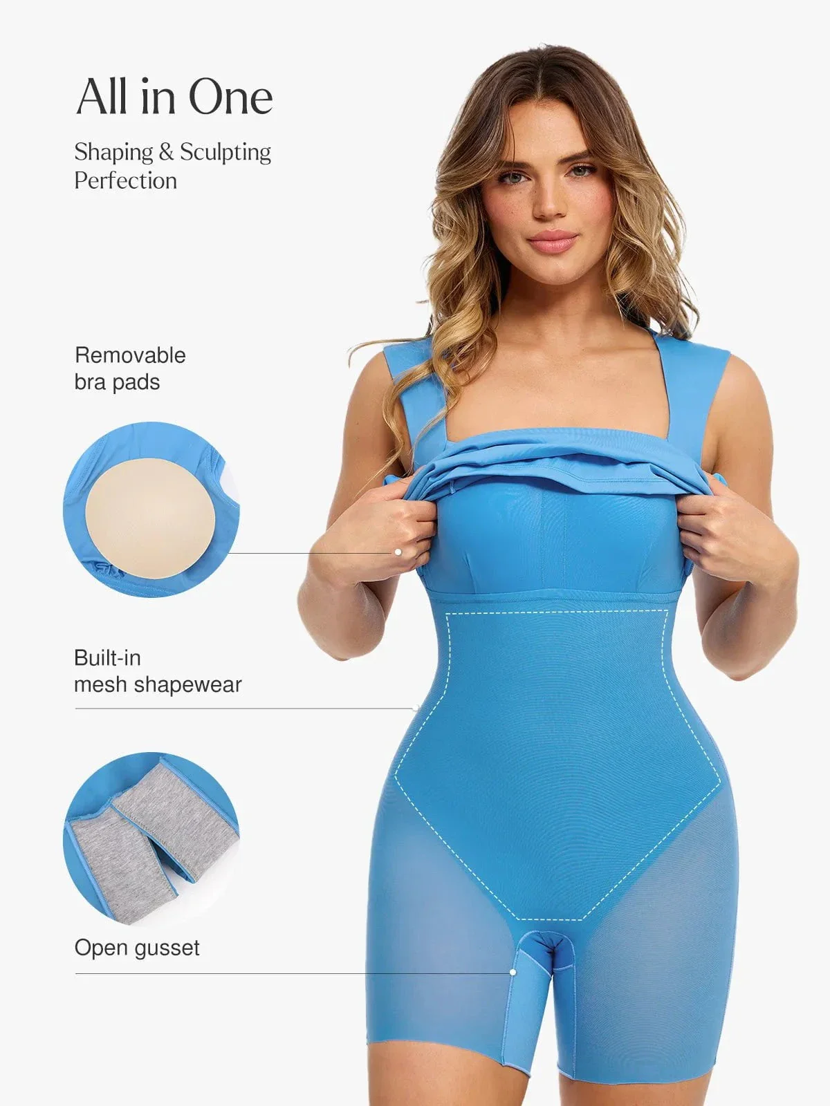 Shapewear Cut-in Square Neck Sculpting Midi Dress - Image 14