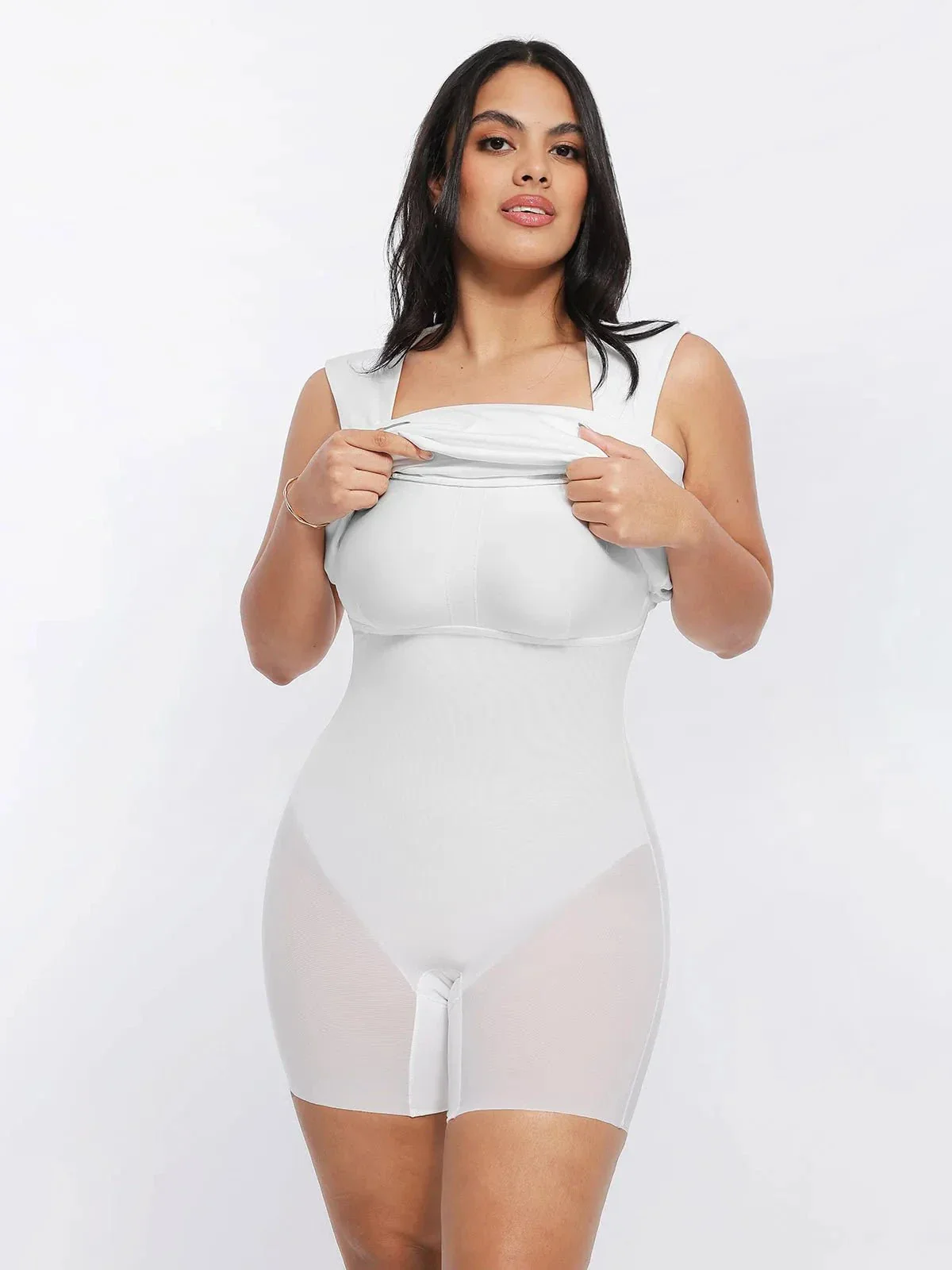 Shapewear Cut-in Square Neck Sculpting Midi Dress - Image 2