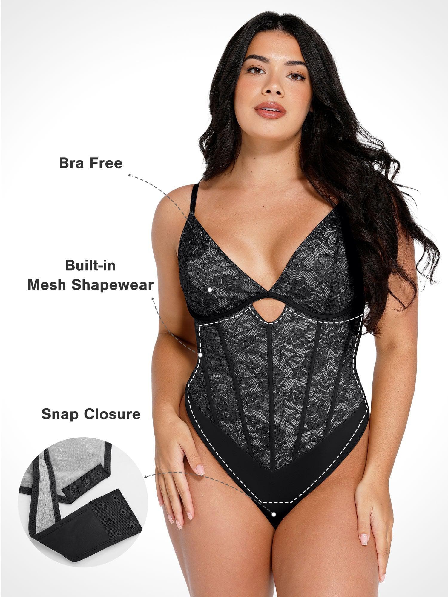 Shapewear Cutout Corset Hourglass Sculpting Lace Bodysuit - Image 9