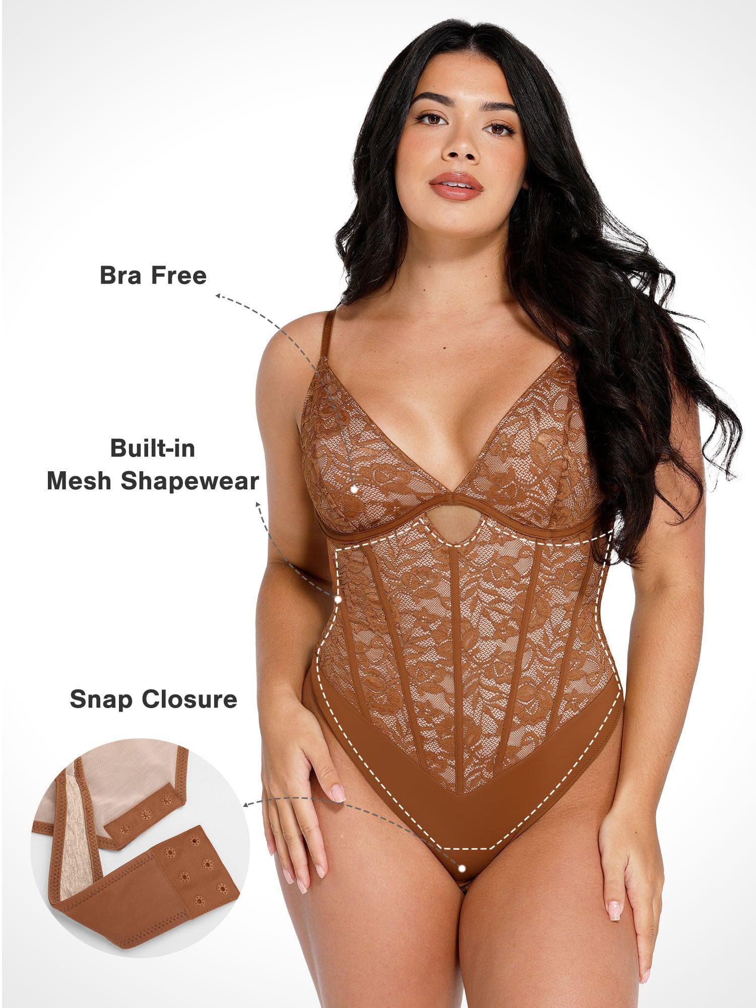 Shapewear Cutout Corset Hourglass Sculpting Lace Bodysuit - Image 23