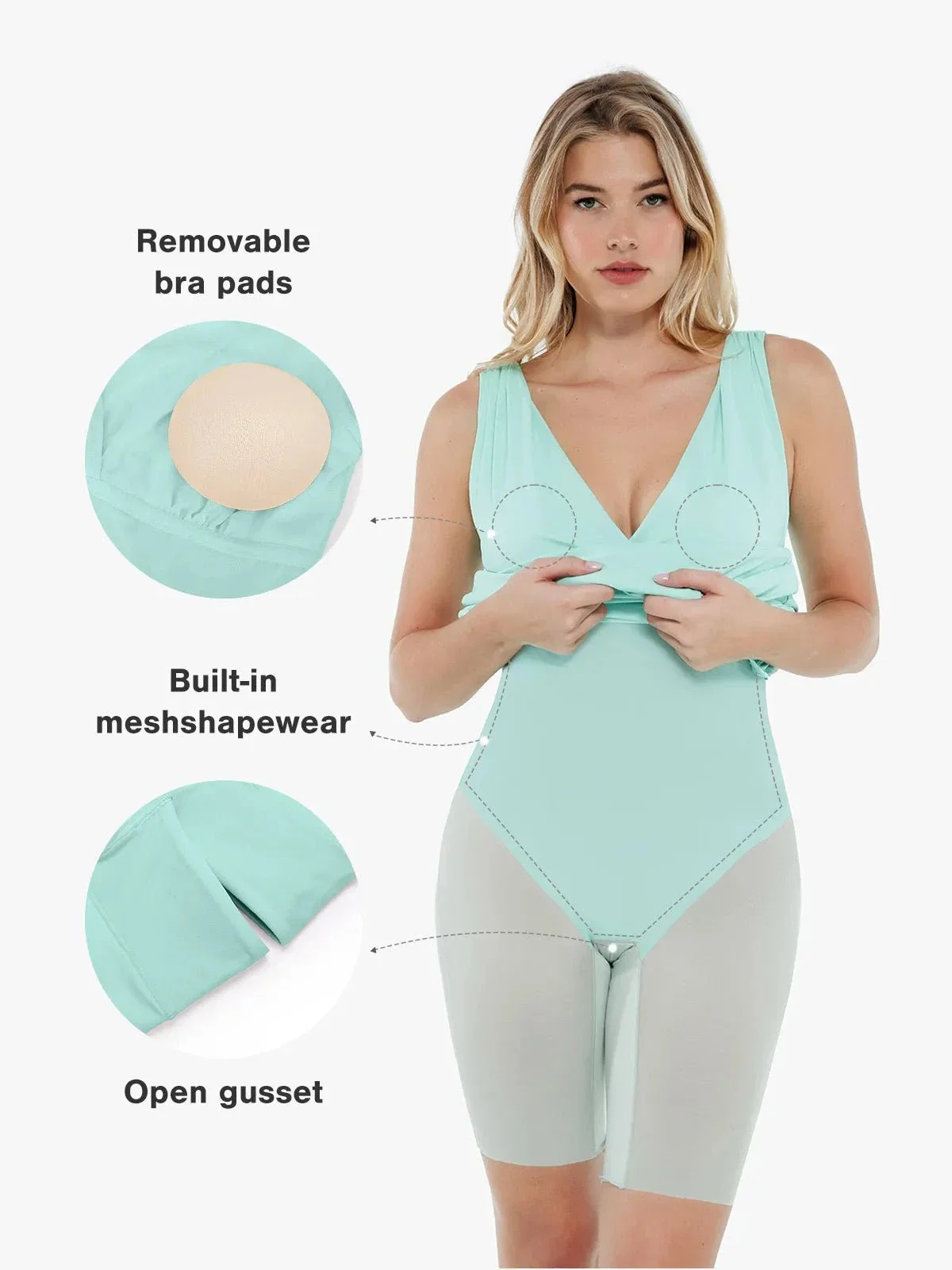 Shapewear Deep V-Neck Bias Twist Sculpting Mini Dress - Image 2