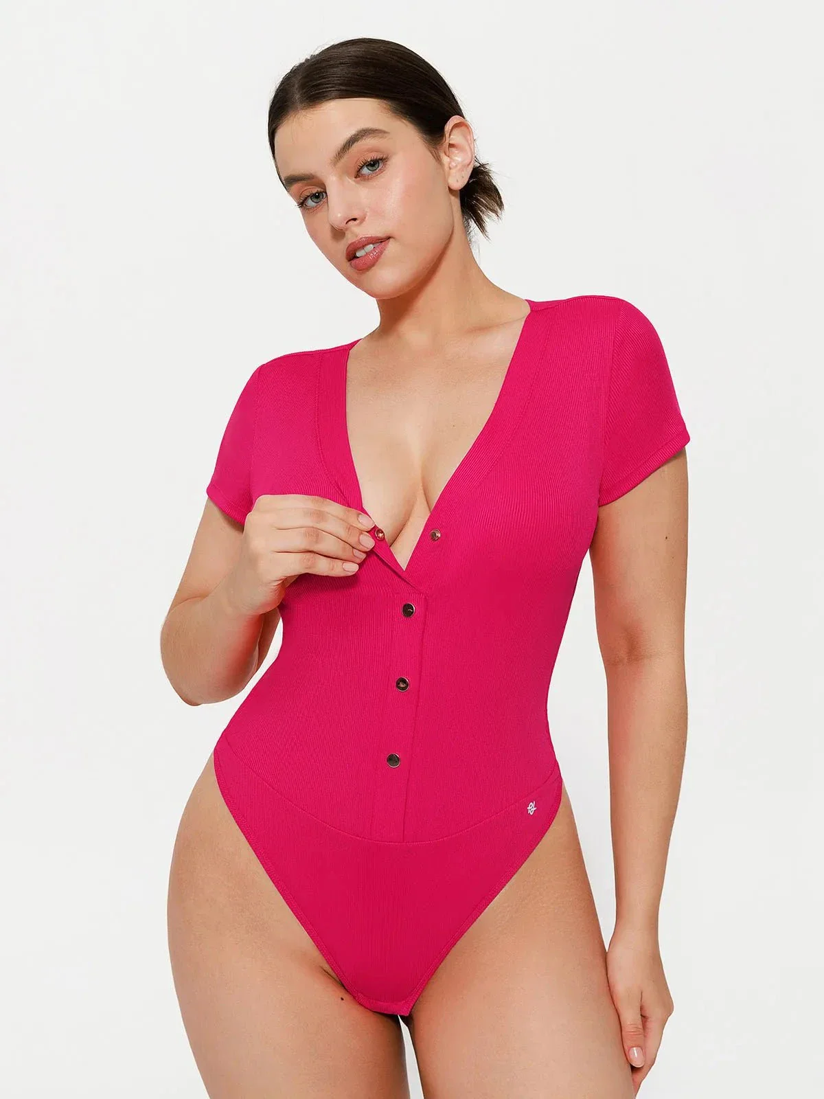 Shapewear Deep V-Neck Button Front Sculpting Bodysuit - Image 22