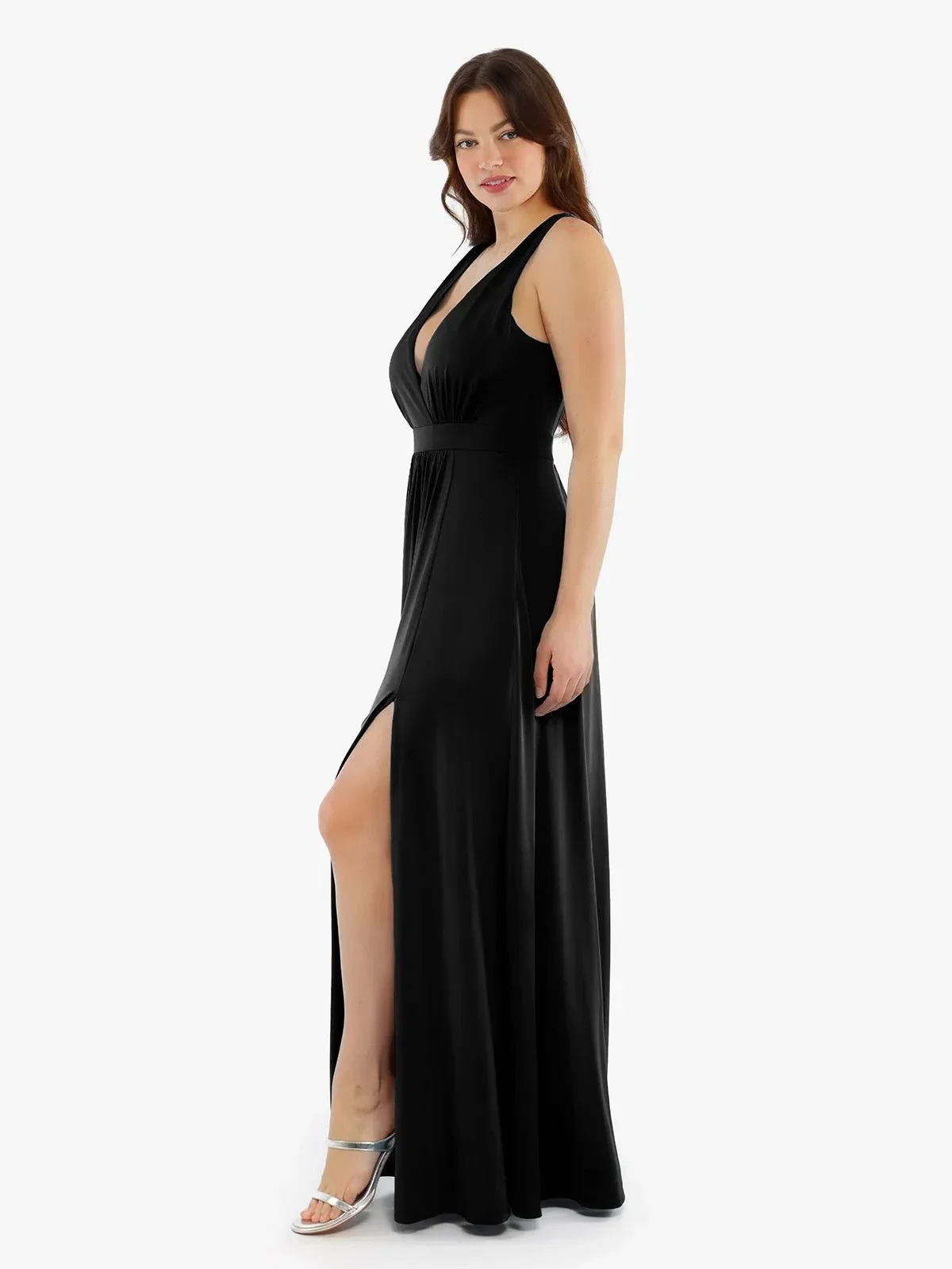 Shapewear Deep V-Neck Front Slit Goddess Maxi Dress - Image 10
