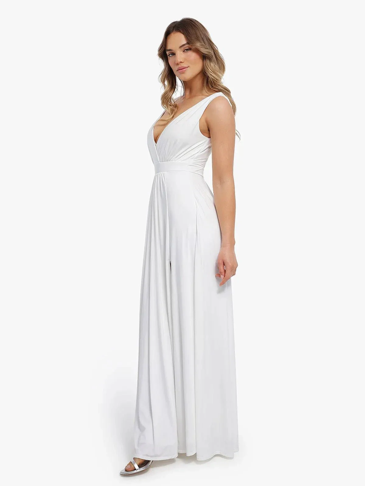 Shapewear Deep V-Neck Front Slit Goddess Maxi Dress - Image 18