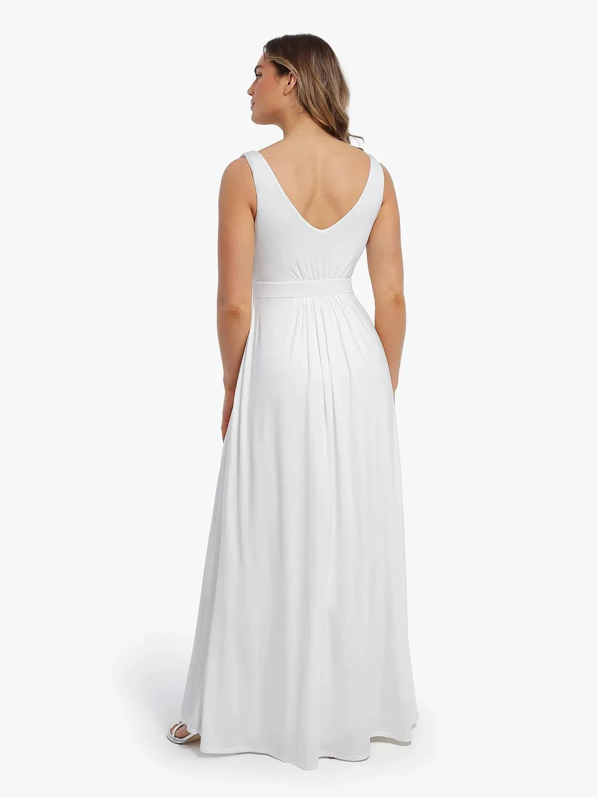 Shapewear Deep V-Neck Front Slit Goddess Maxi Dress - Image 19