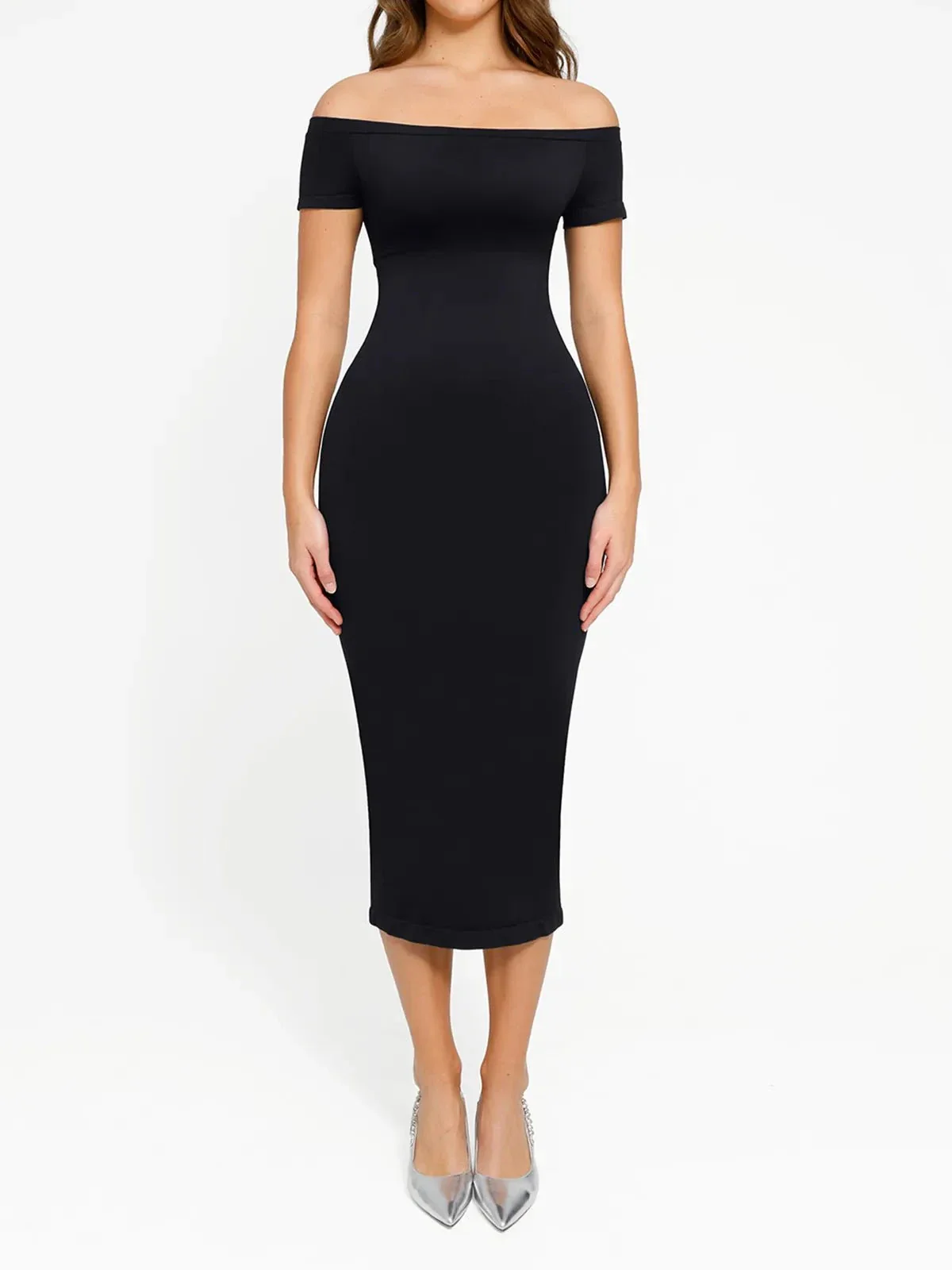 Shapewear Eco-Friendly Off Shoulder Seamless Dress - Image 12