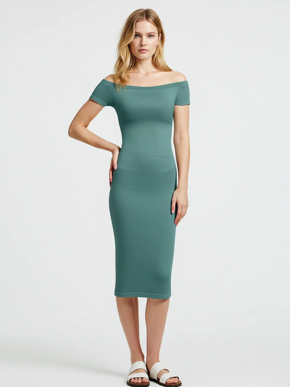 Shapewear Eco-Friendly Off Shoulder Seamless Dress - Image 8