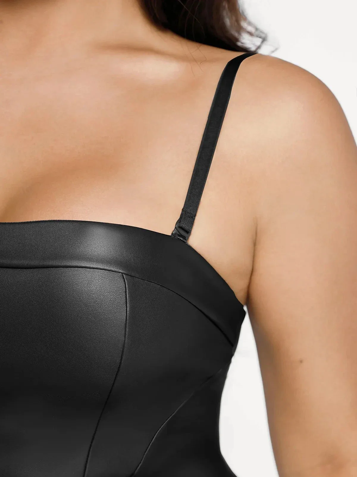Shapewear Faux Leather Corset Bodice Slimming Jumpsuit - Image 22