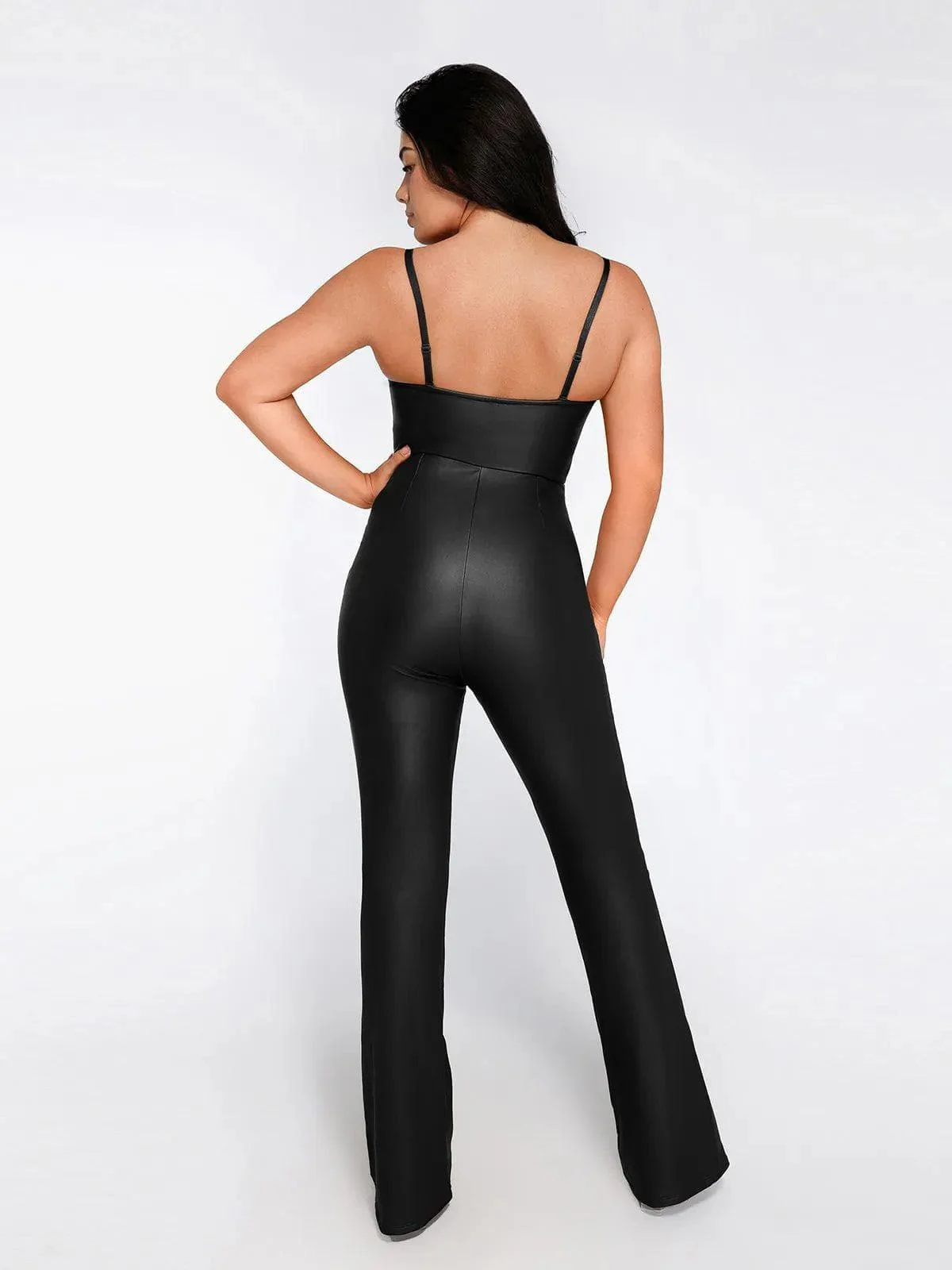 Shapewear Faux Leather Corset Jumpsuit Set - Image 6