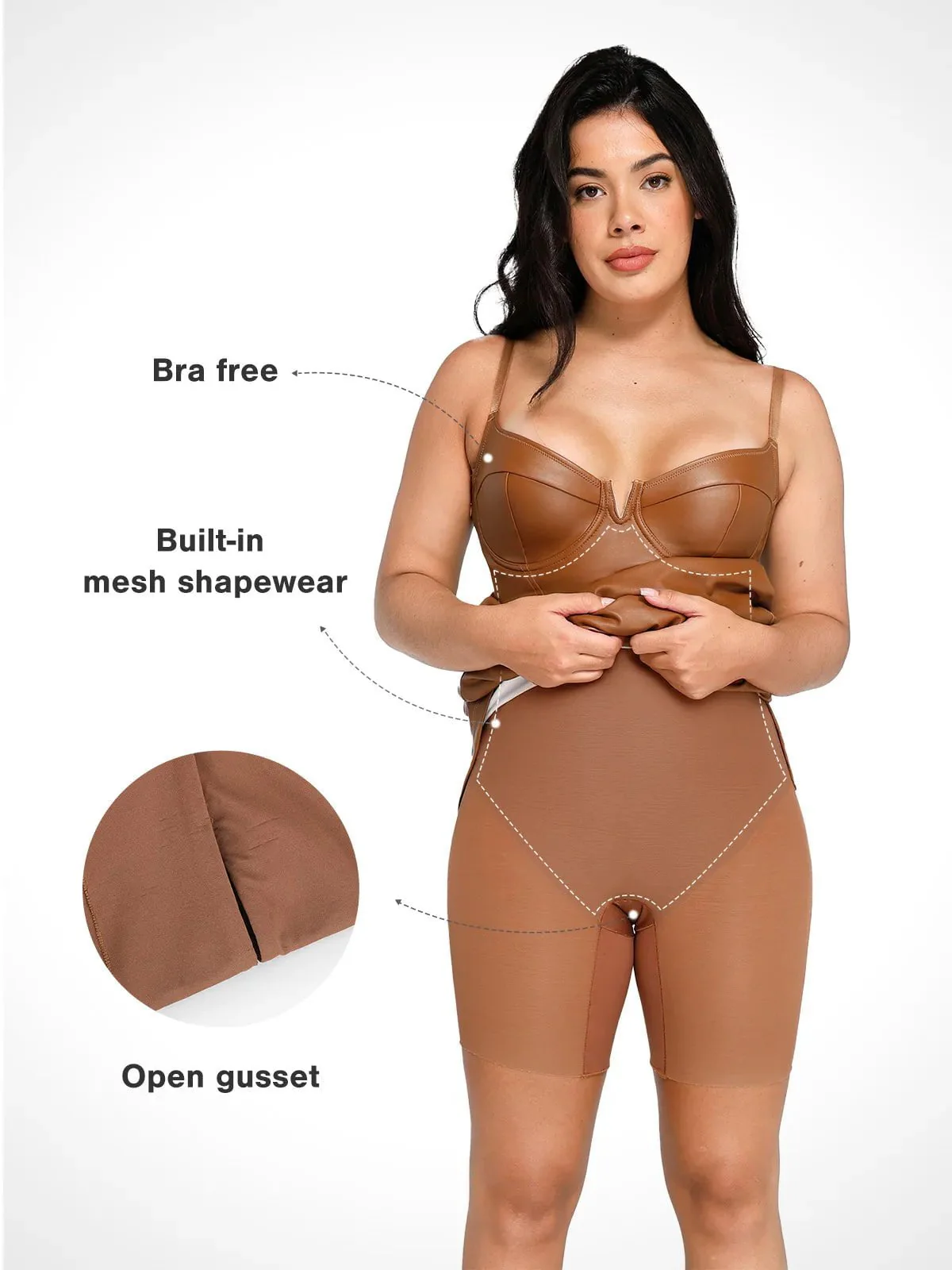 Shapewear Faux Leather Corset Midi Dress Bolero Jacket Set - Image 14