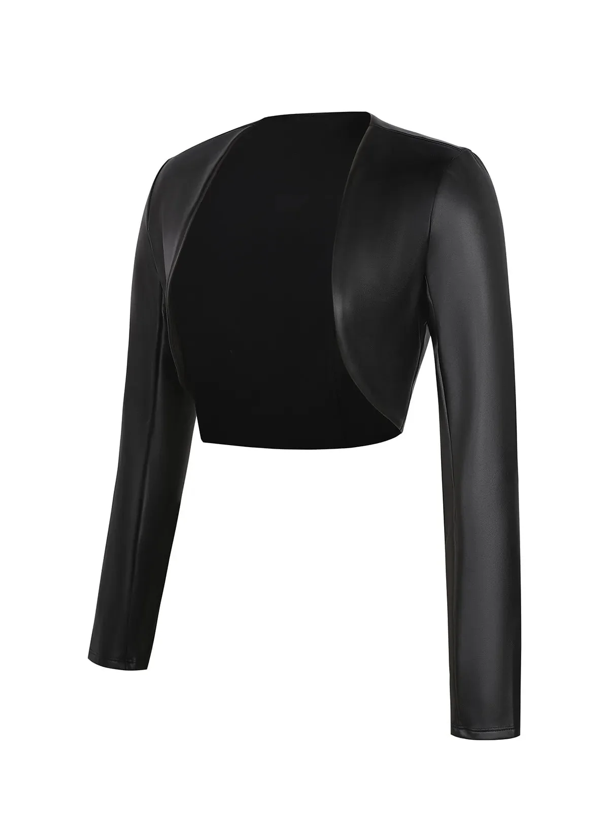 Shapewear Faux Leather Corset Midi Dress Bolero Jacket Set - Image 24