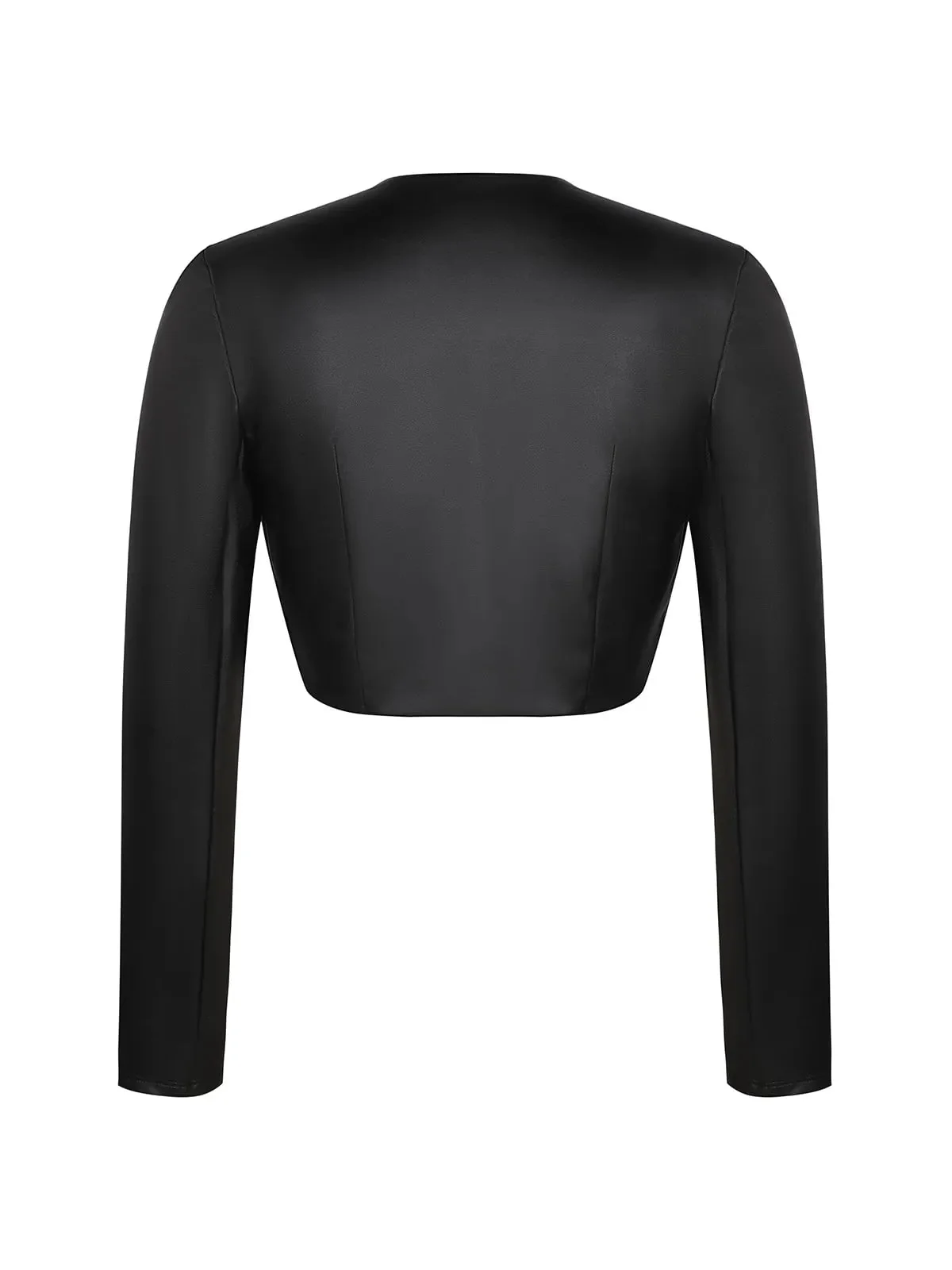 Shapewear Faux Leather Corset Midi Dress Bolero Jacket Set - Image 25