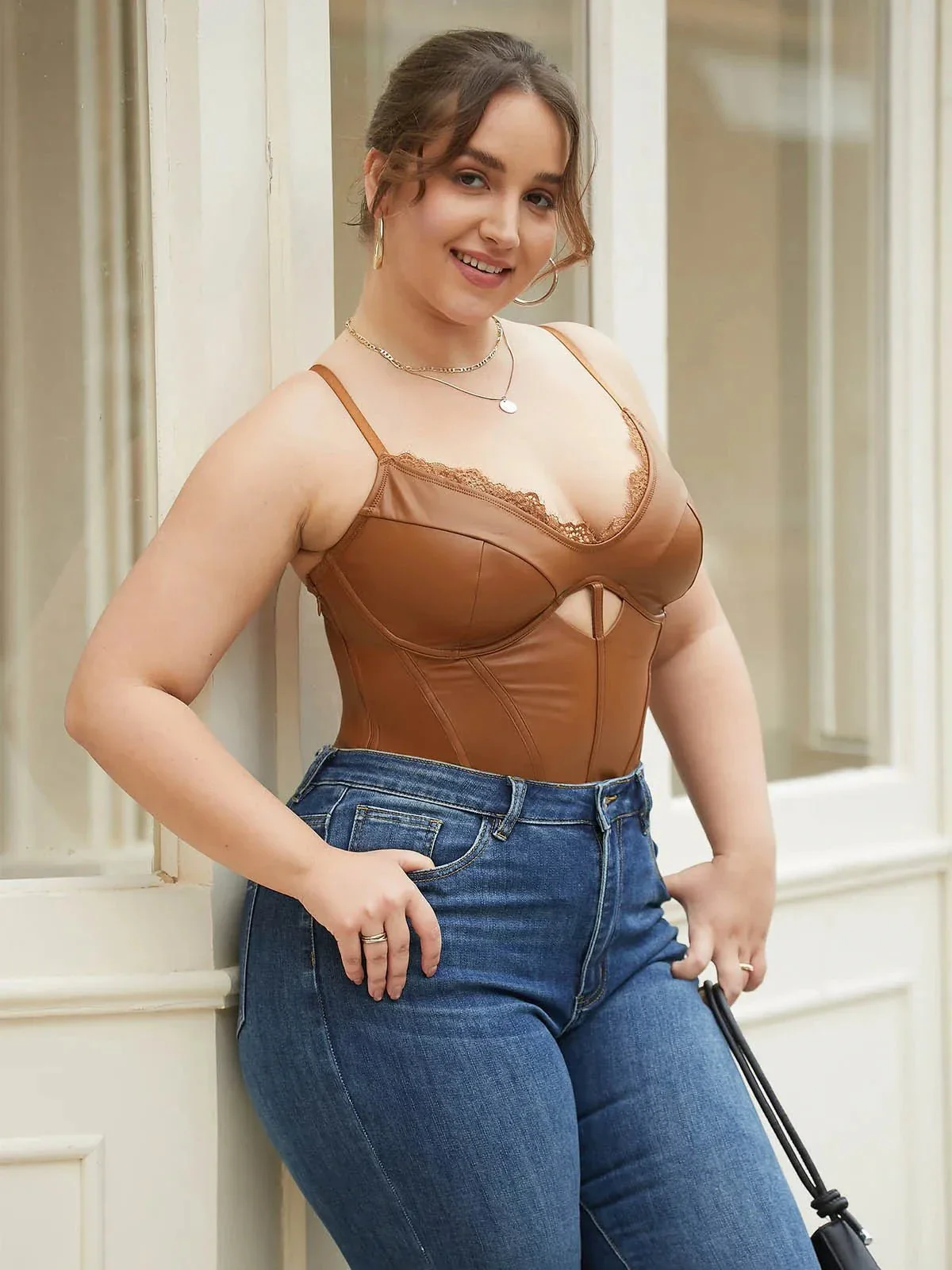 Shapewear Faux Leather Hourglass Cutout Corset Bodysuit - Image 23