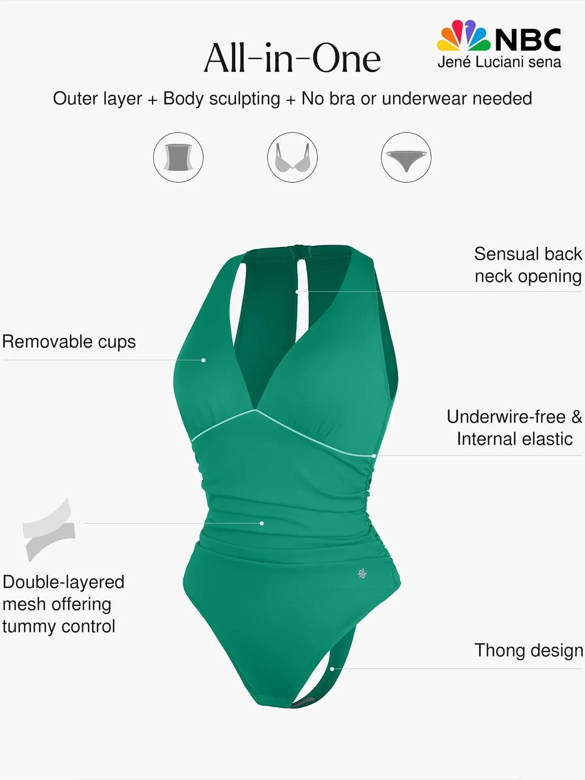 Shapewear Halter Cowl Neck Ruched Tummy Control Bodysuit - Image 11
