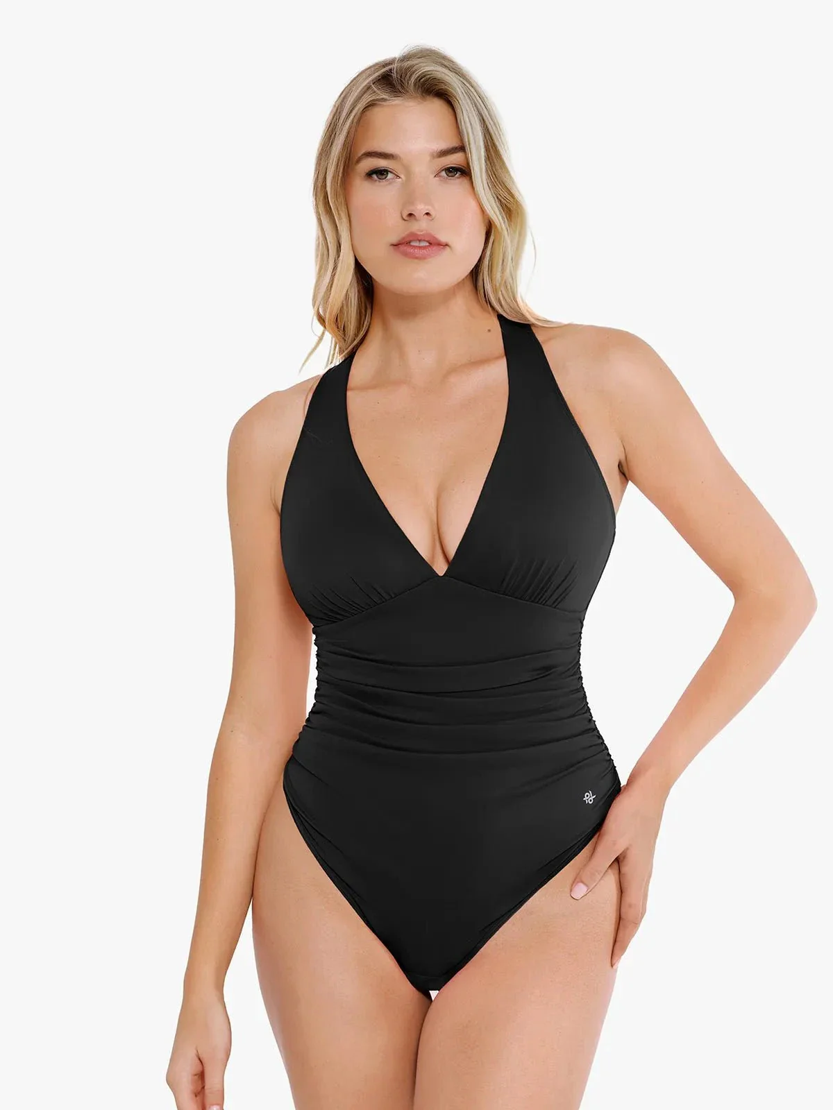 Shapewear Halter Cowl Neck Ruched Tummy Control Bodysuit - Image 8