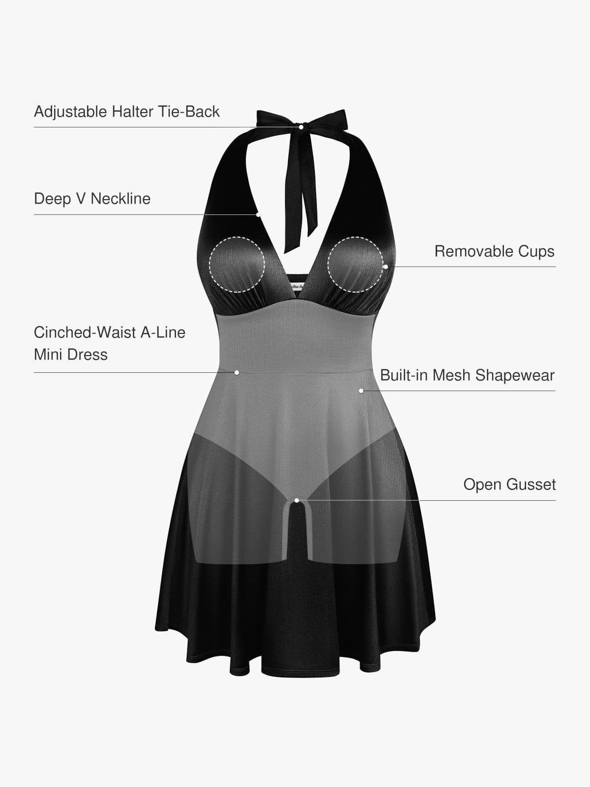 Shapewear Halter Fit & Flare Mini Dress - Image 12