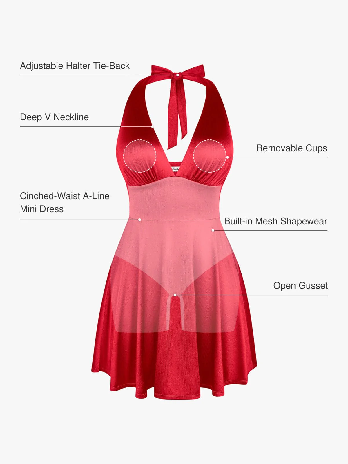 Shapewear Halter Fit & Flare Mini Dress - Image 20