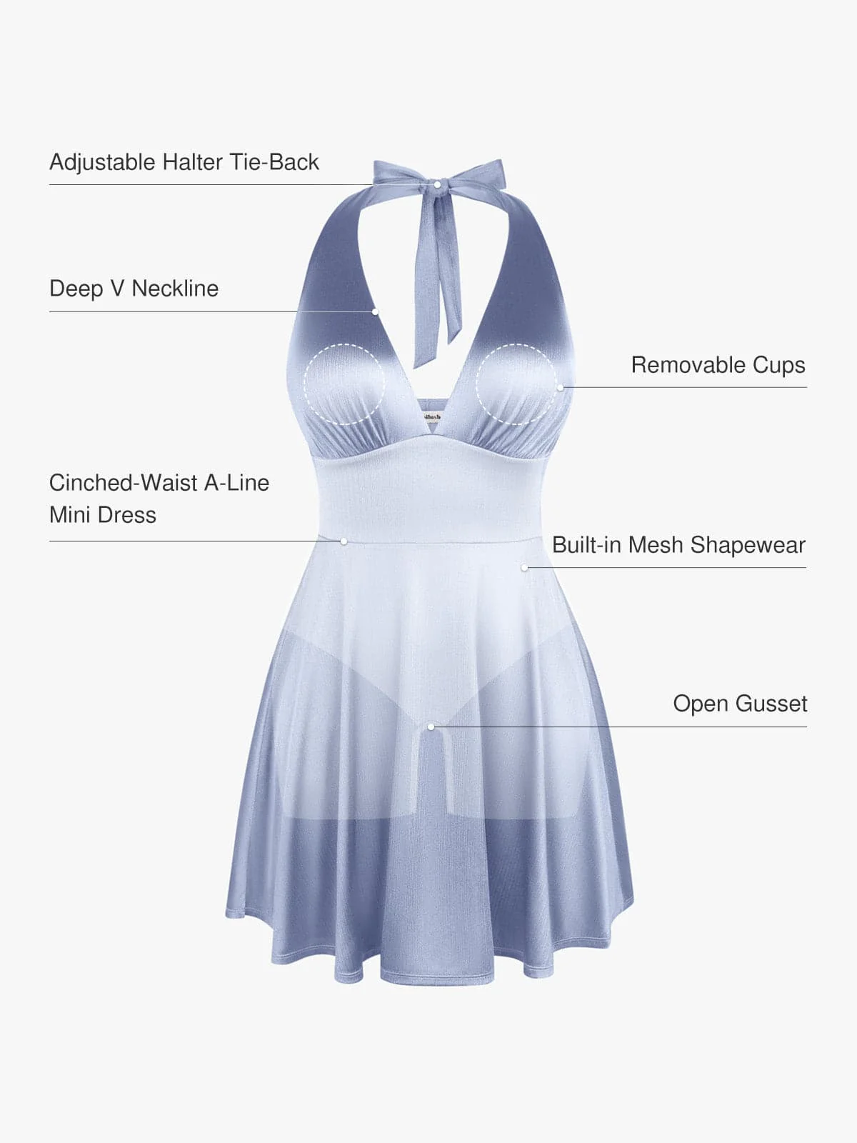Shapewear Halter Fit & Flare Mini Dress - Image 28