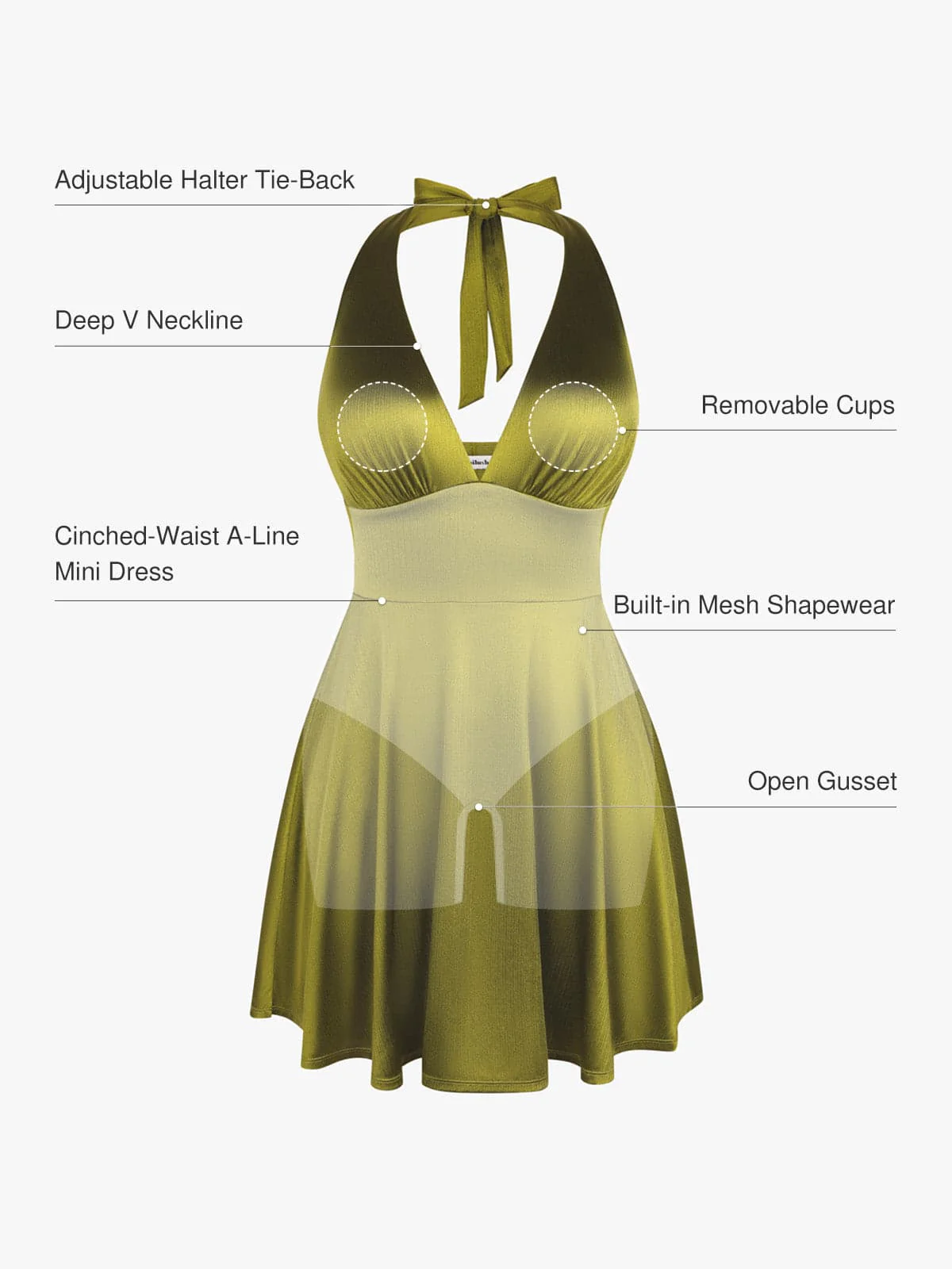 Shapewear Halter Fit & Flare Mini Dress - Image 36