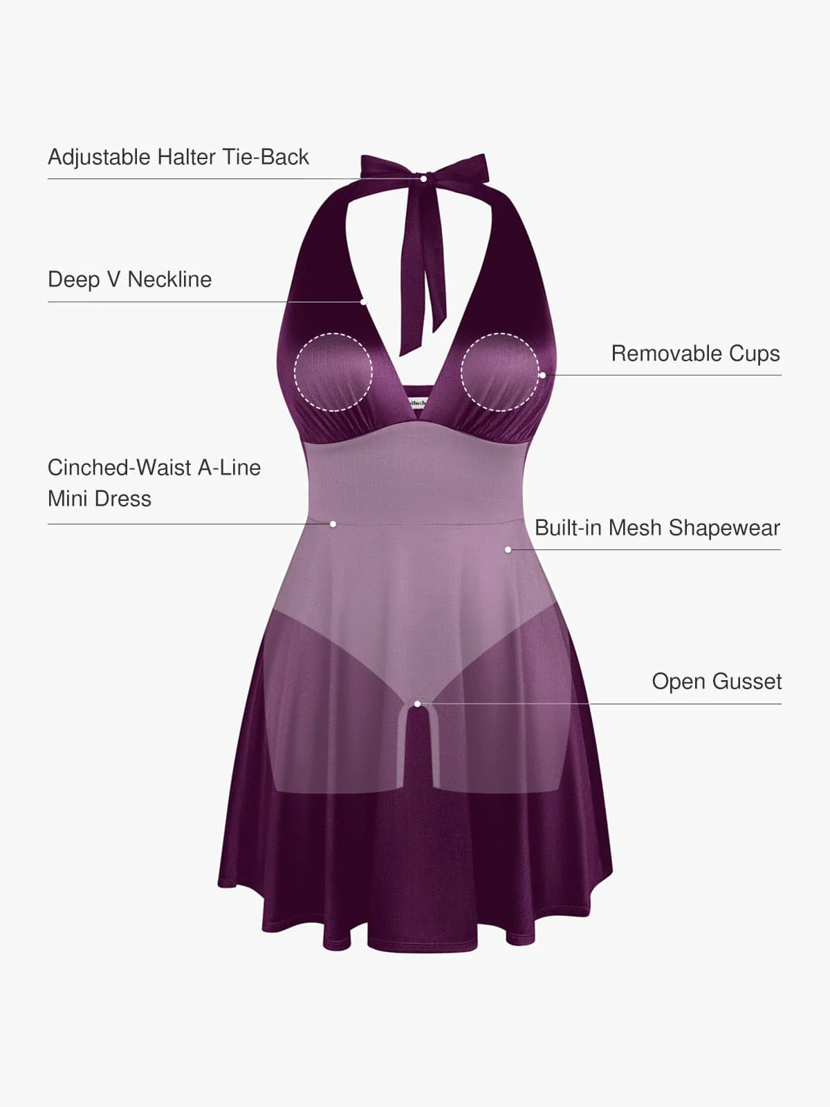 Shapewear Halter Fit & Flare Mini Dress - Image 4
