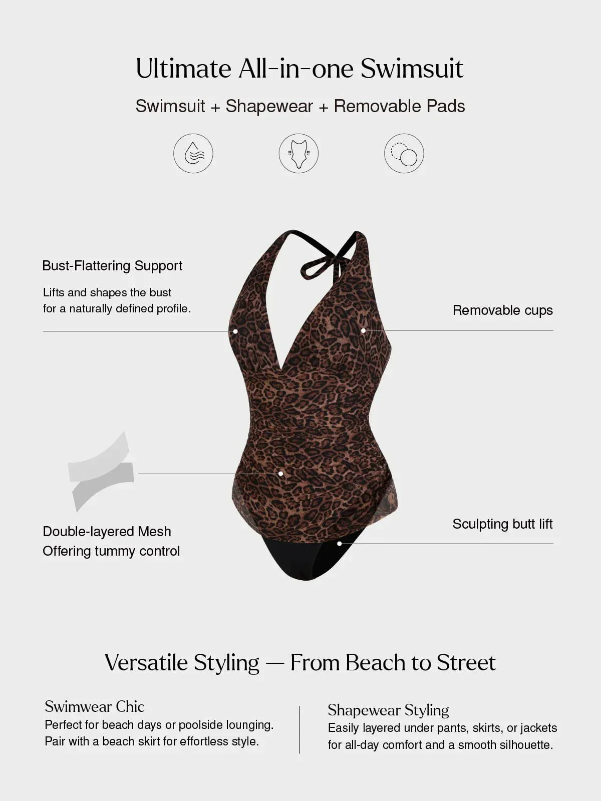 Shapewear Halter Tummy Control One Piece Swimsuit - Image 14