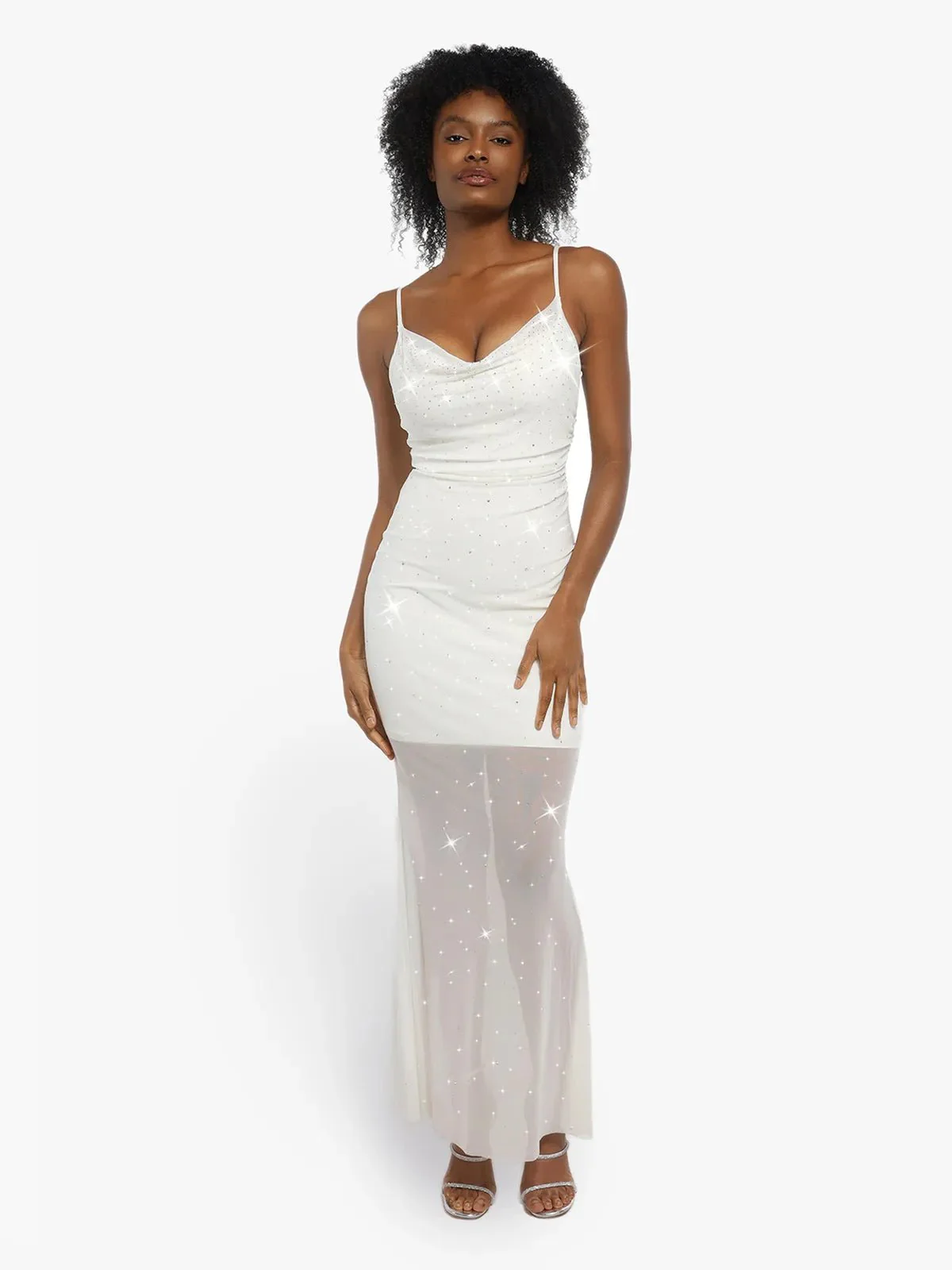 Shapewear Heat-Set Crystal Mesh Slimming Maxi Slip Dress For Insiders - Image 10