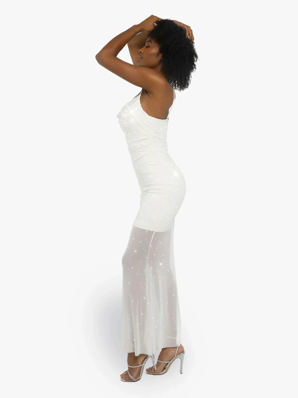 Shapewear Heat-Set Crystal Mesh Slimming Maxi Slip Dress For Insiders - Image 12