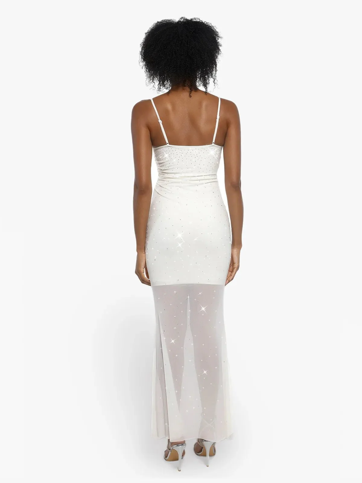 Shapewear Heat-Set Crystal Mesh Slimming Maxi Slip Dress For Insiders - Image 13