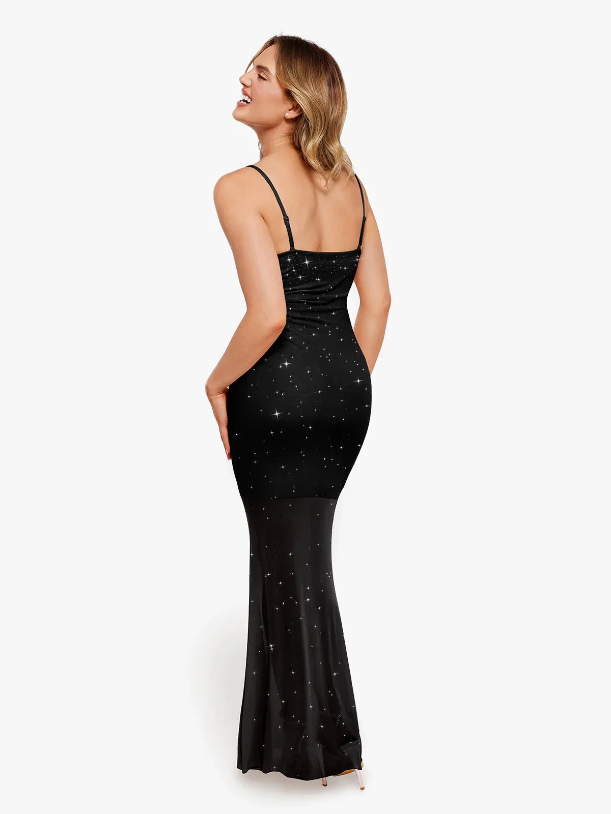 Shapewear Heat-Set Crystal Mesh Slimming Maxi Slip Dress For Insiders - Image 23