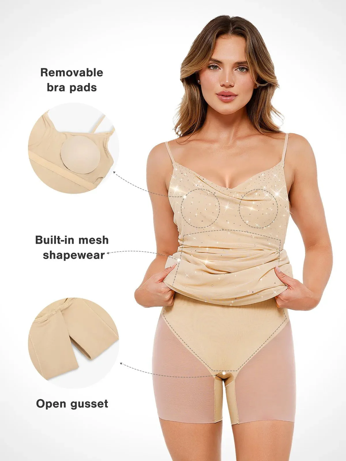 Shapewear Heat-Set Crystal Mesh Slimming Maxi Slip Dress - Image 13