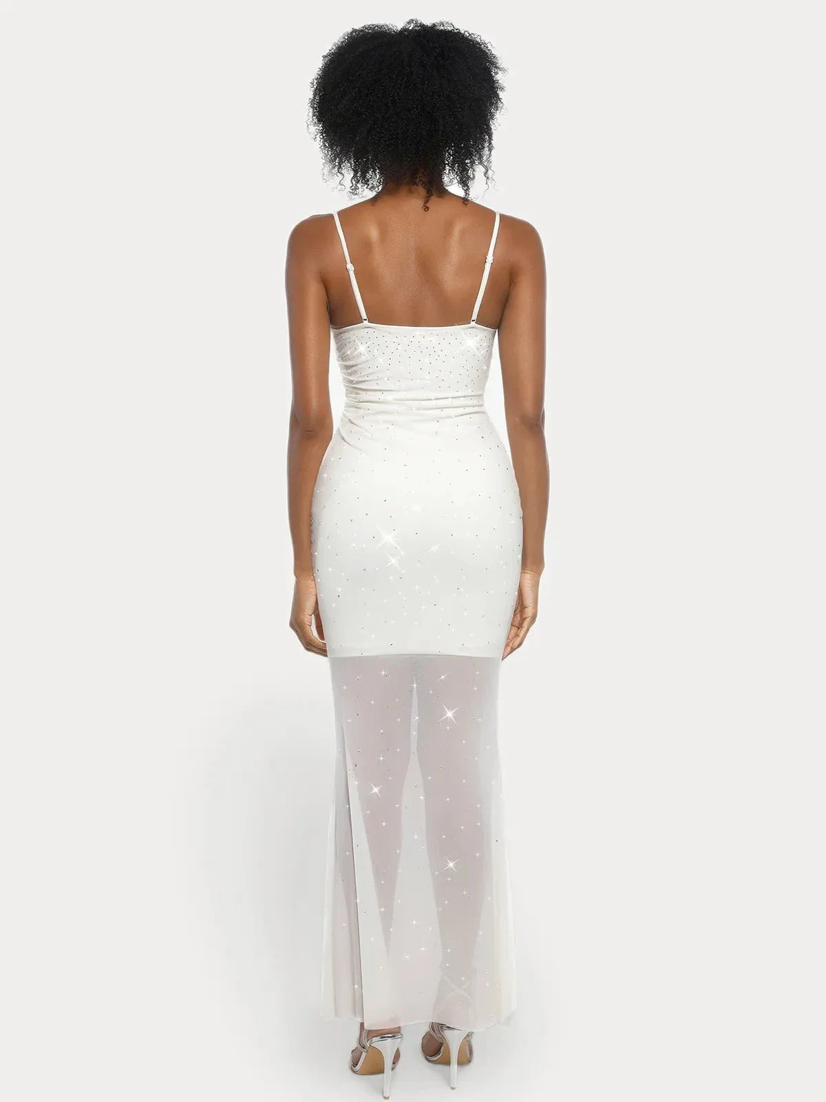 Shapewear Heat-Set Crystal Mesh Slimming Maxi Slip Dress - Image 5