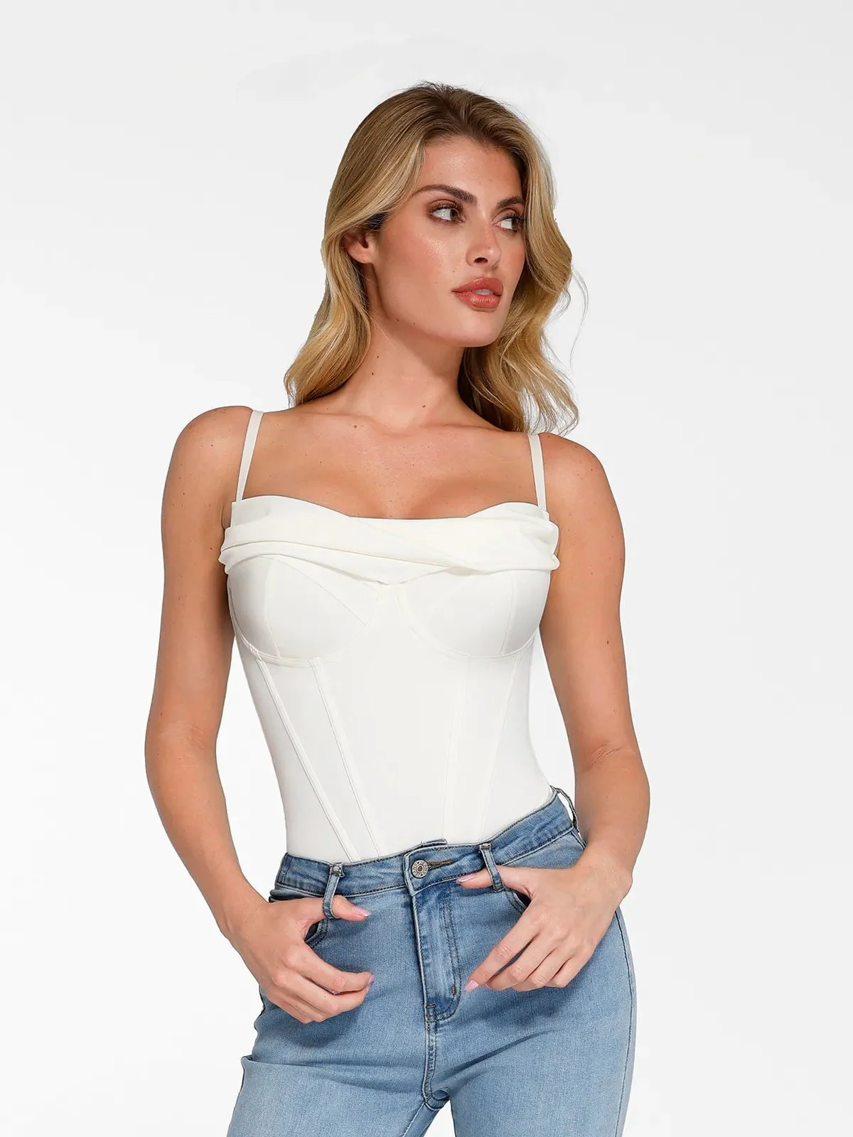 Shapewear Hourglass Corset Bust Draping Bodysuit - Image 21