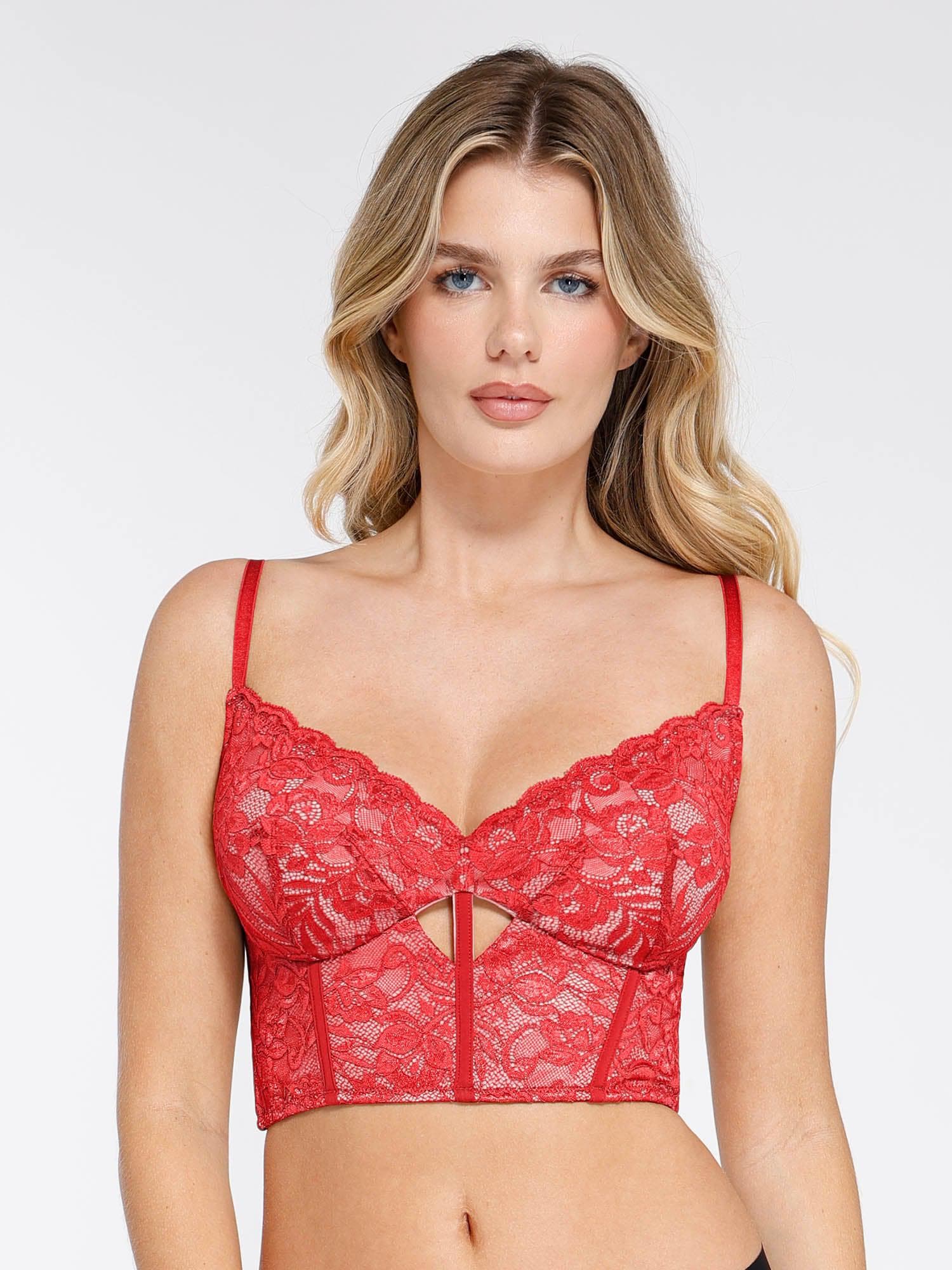 Shapewear Lace Corset Top Split Skirt Mesh Cover-Up Set - Image 29