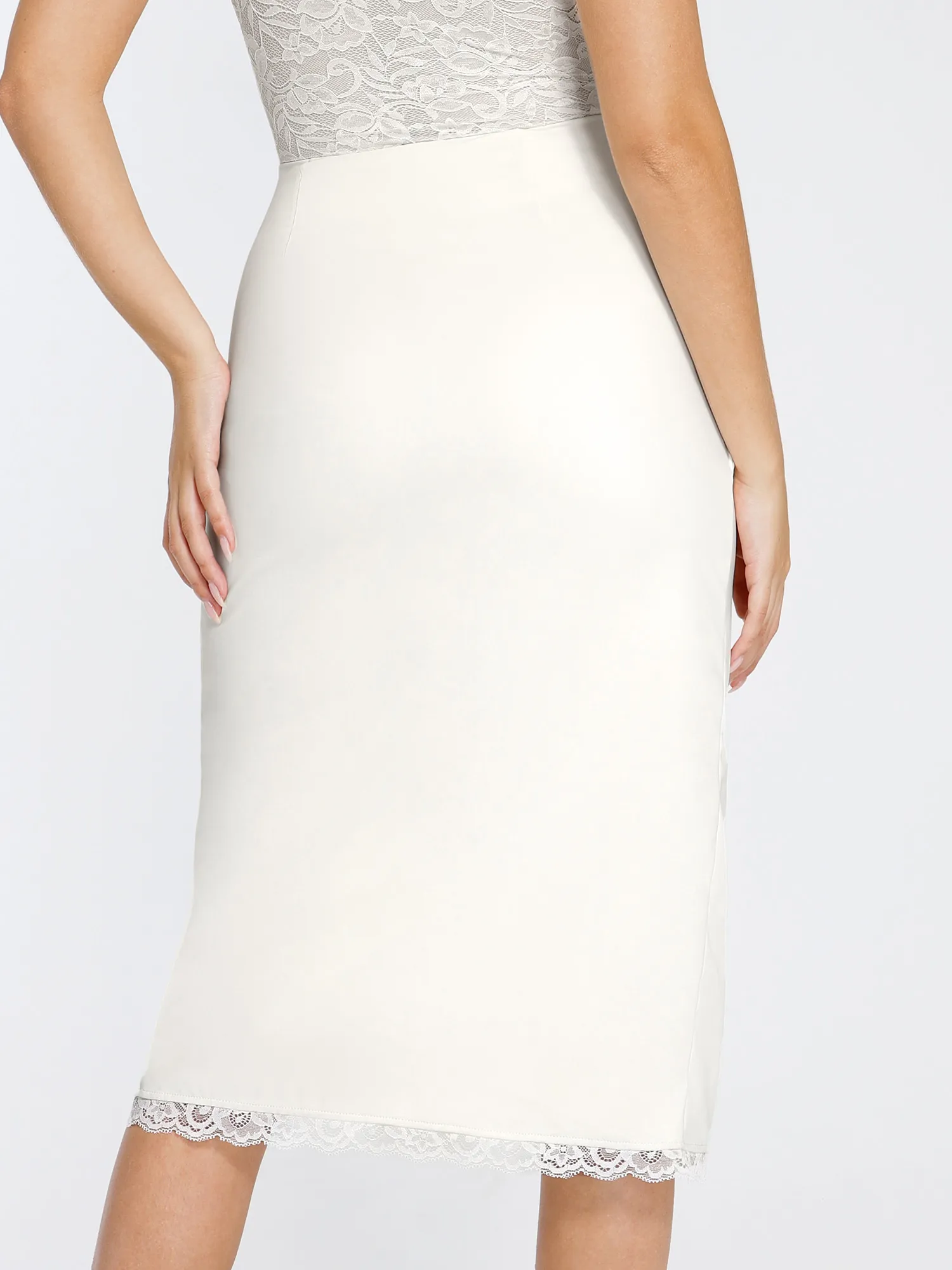 Shapewear Slimming Lace Trim Midi Wrap Skirt - Image 8