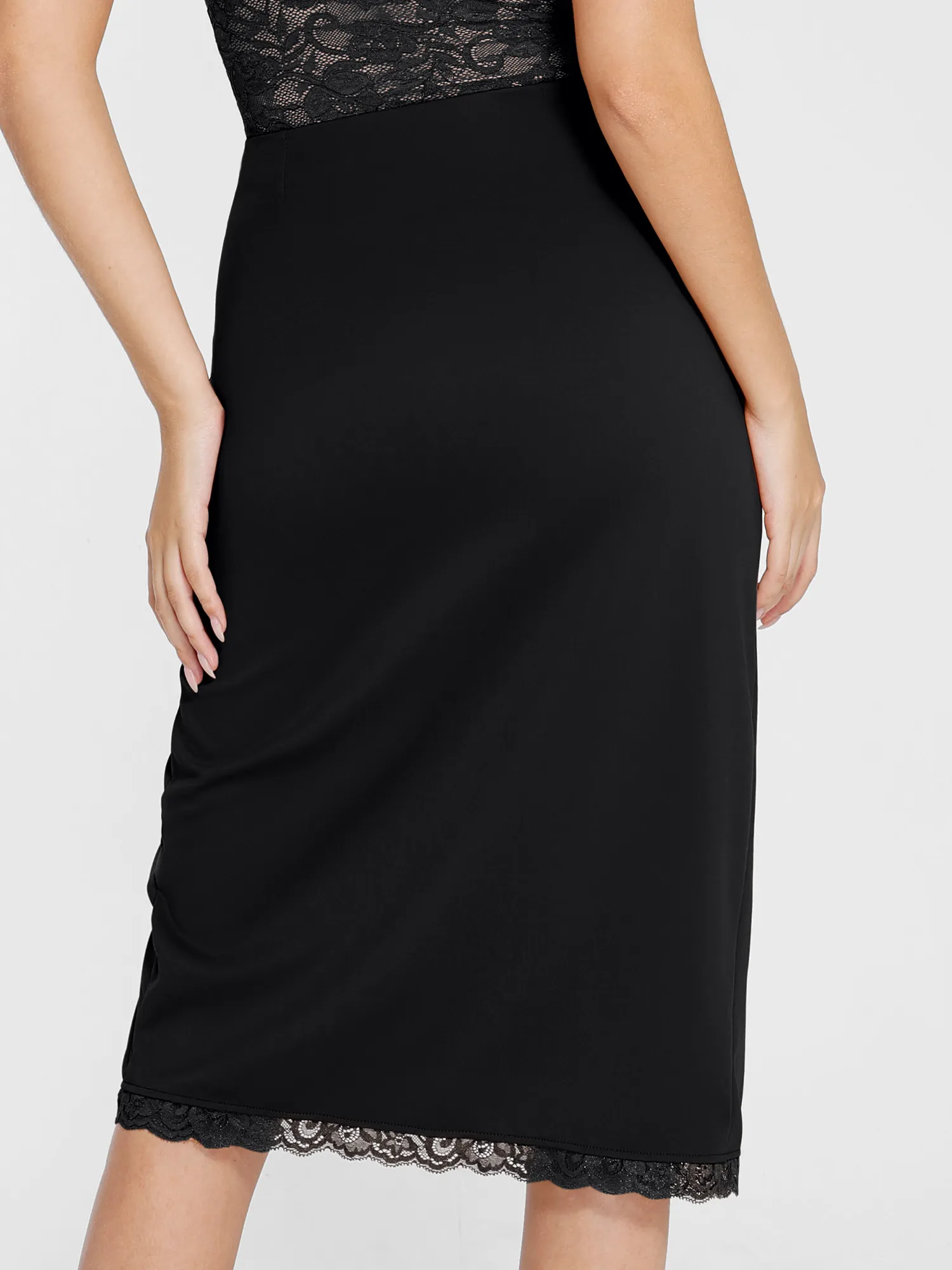 Shapewear Slimming Lace Trim Midi Wrap Skirt - Image 4
