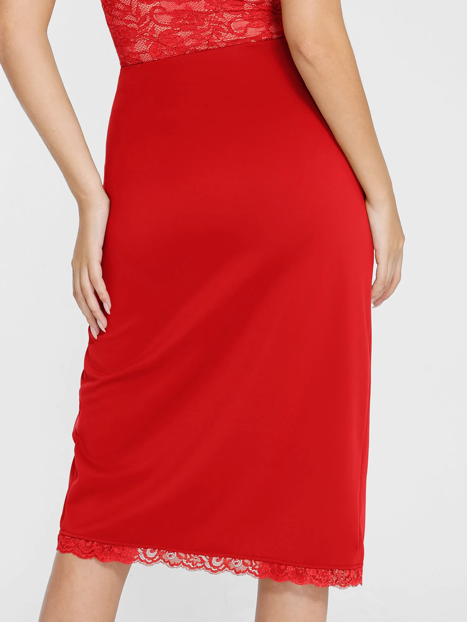 Shapewear Slimming Lace Trim Midi Wrap Skirt - Image 12