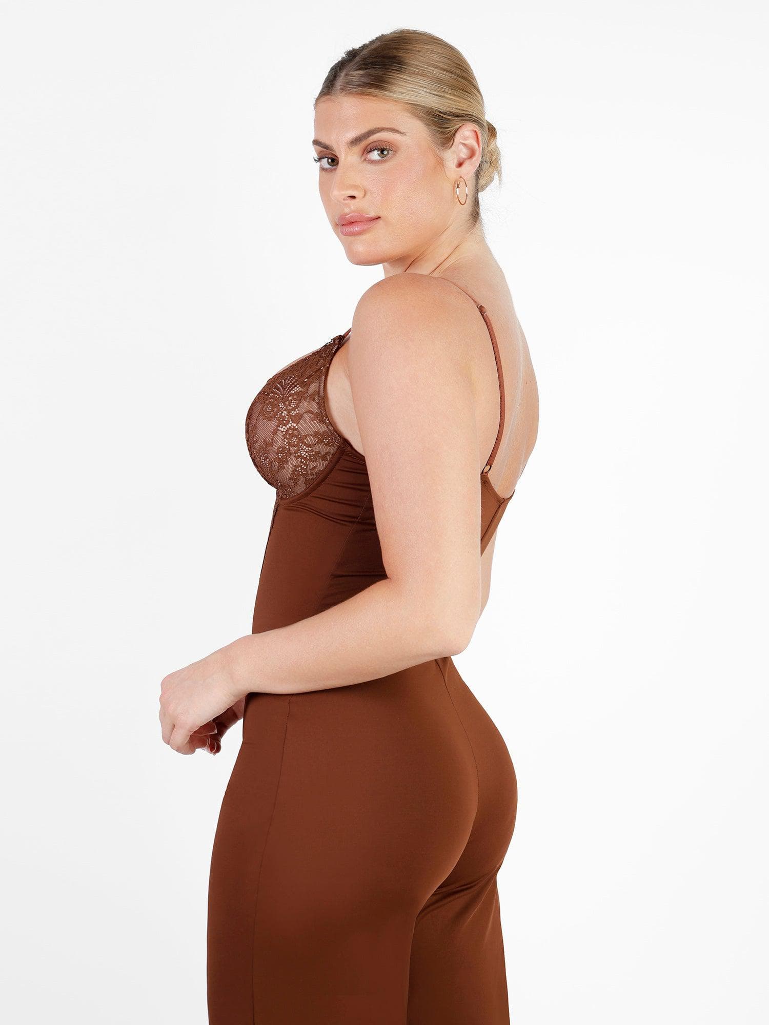 Shapewear Lace Deep V-Neck Sculpting Wide Leg Jumpsuit - Image 5